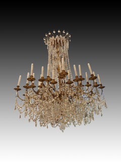 Baccarat (att) ceiling lamp. Bronze, glass. France, late 19th century.