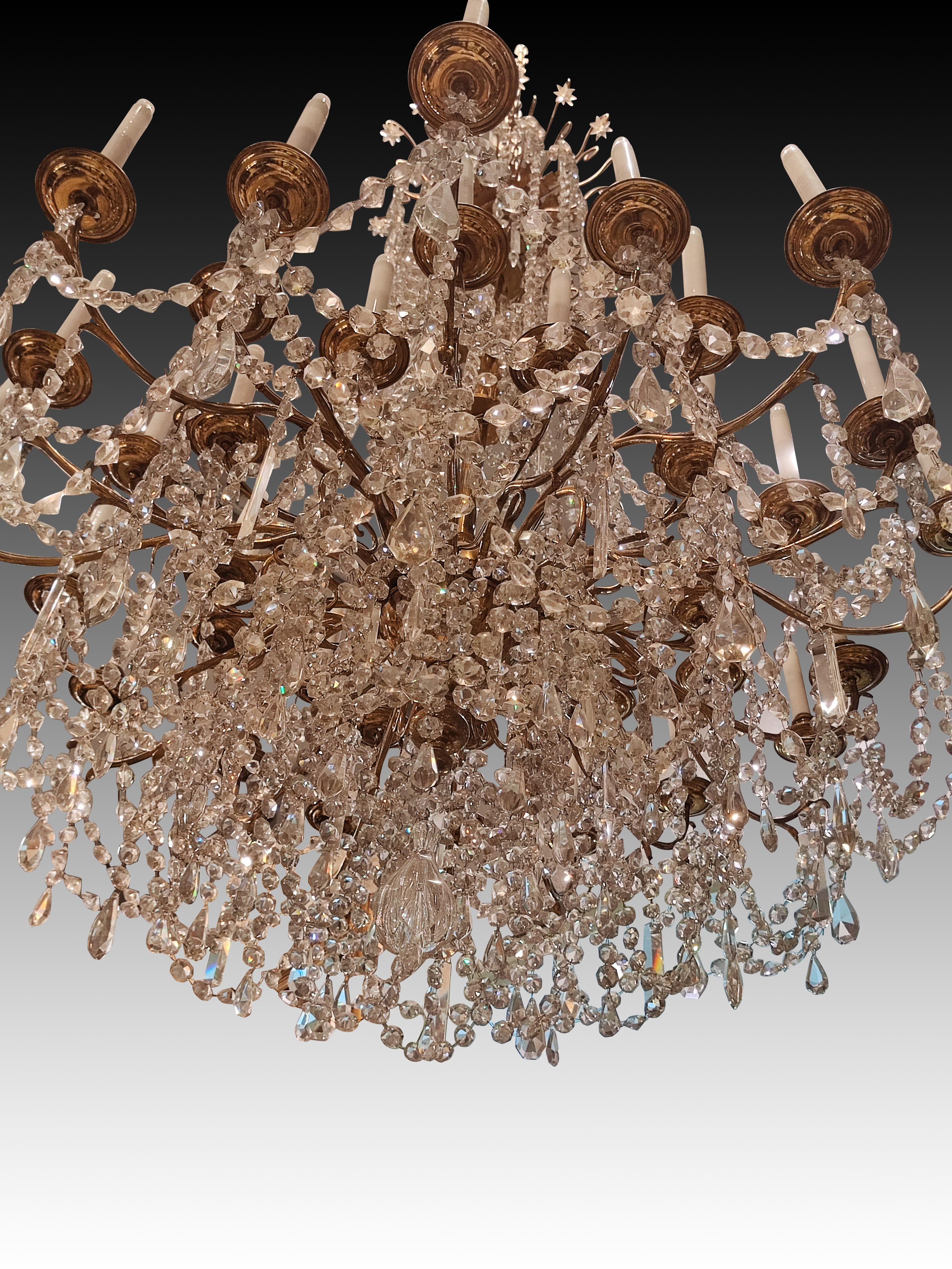 Francese Lampada da soffitto Baccarat (att). Bronzo, vetro. Francia, fine del XIX secolo. in vendita