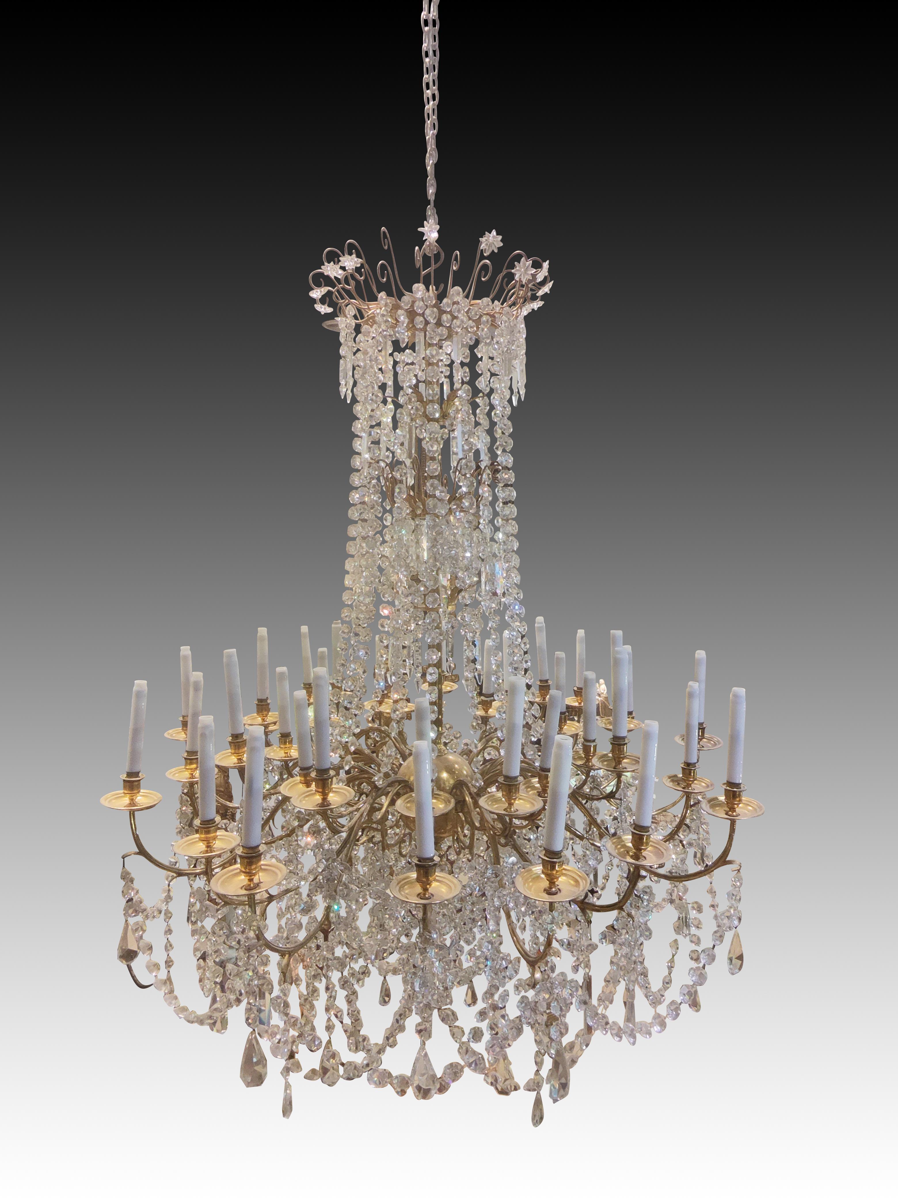 Lampada da soffitto Baccarat (att). Bronzo, vetro. Francia, fine del XIX secolo. In condizioni discrete in vendita a Madrid, ES