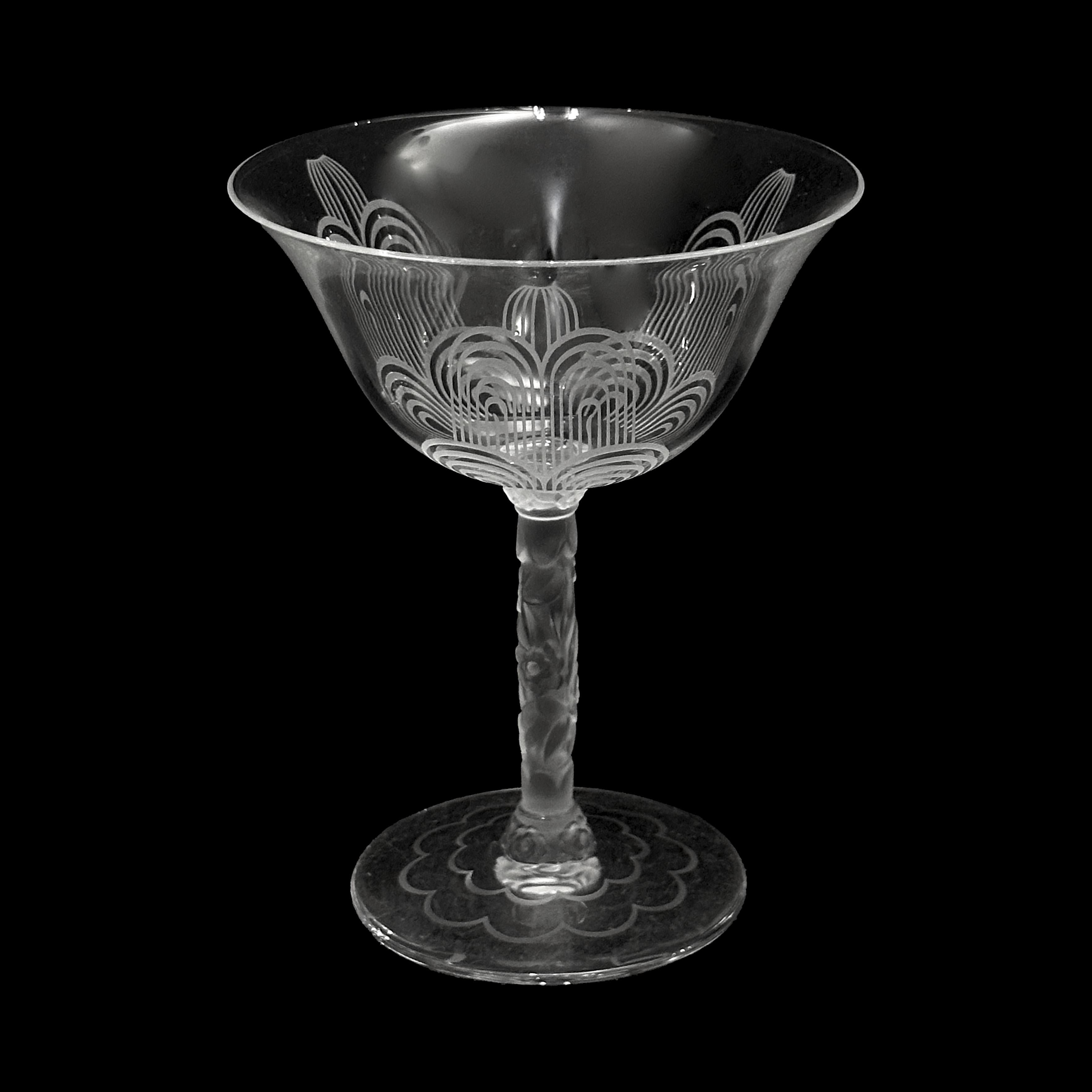 Copa de champán Baccarat, servicio de cristal Jets d'Eau, G. Chevalier, París 1925 Francés en venta