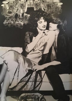 Baccarat-Kronleuchter-Poster mit schwarzem und weißem Druck