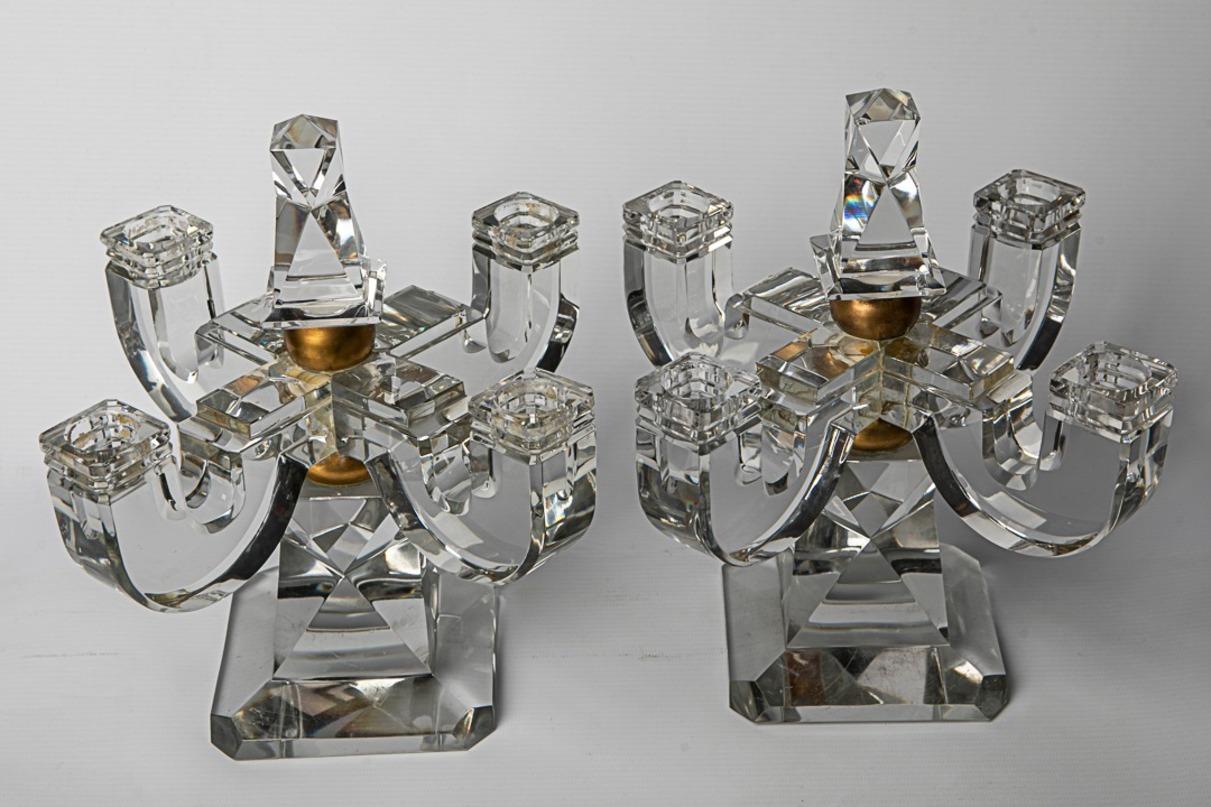 Baccarat chandeliers. 
Attributed Jaques Adnet
Sealed Baccarat in the base- circa 1950
Measures: 25 cm x 24 cm.