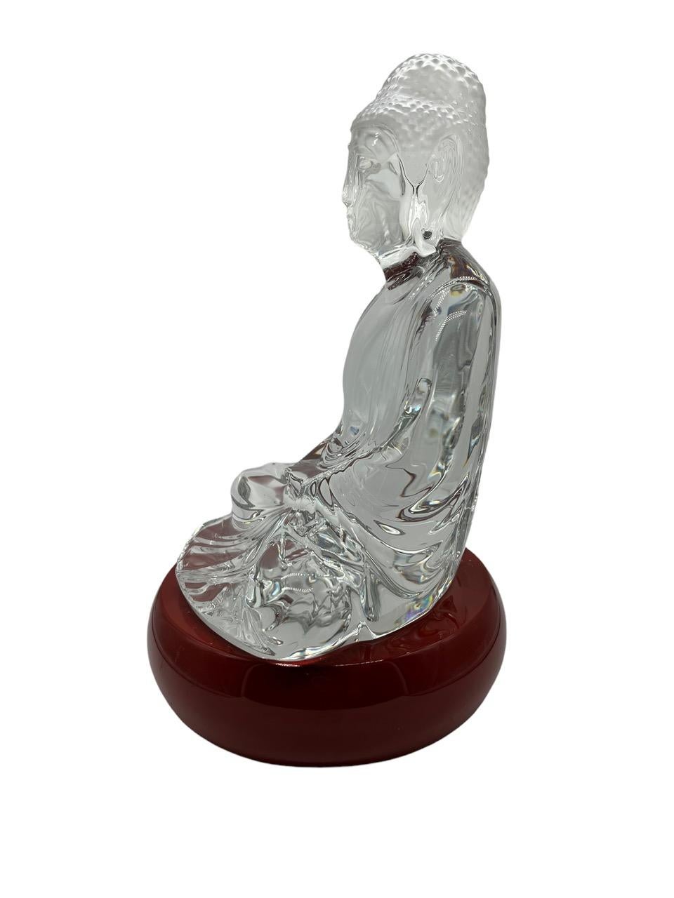 Baccarat Clear Crystal Buddah Figurine Designed by Kenzo Takada In Fair Condition For Sale In North Miami, FL
