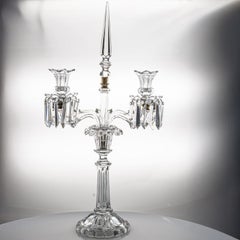 Baccarat Clear Crystal Candle Holder for 2 Candles, France