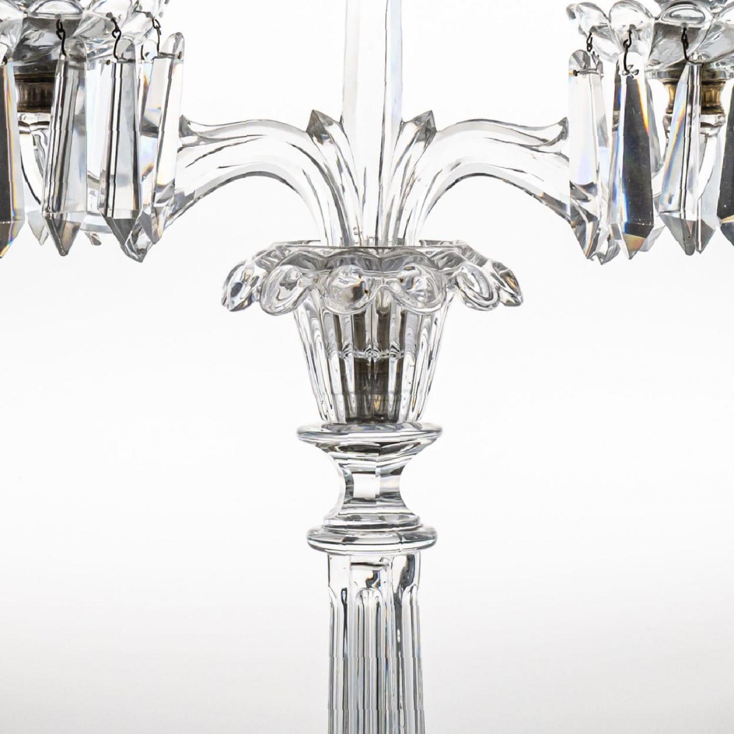 Portacandele in cristallo trasparente Baccarat per 2 candele, Francia In condizioni buone in vendita a Rijssen, NL