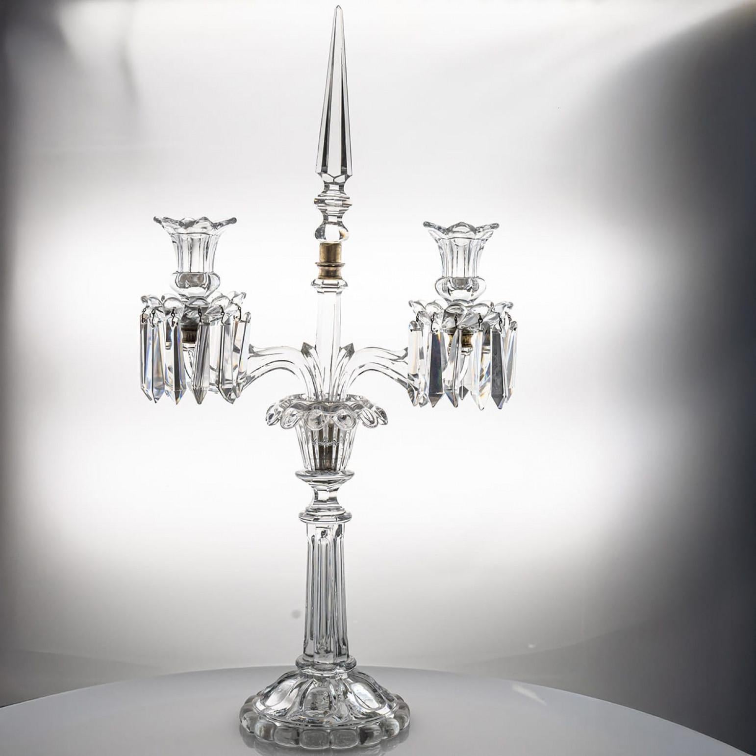 Portavelas de Cristal Transparente Baccarat para 2 Velas, Francia en venta 1