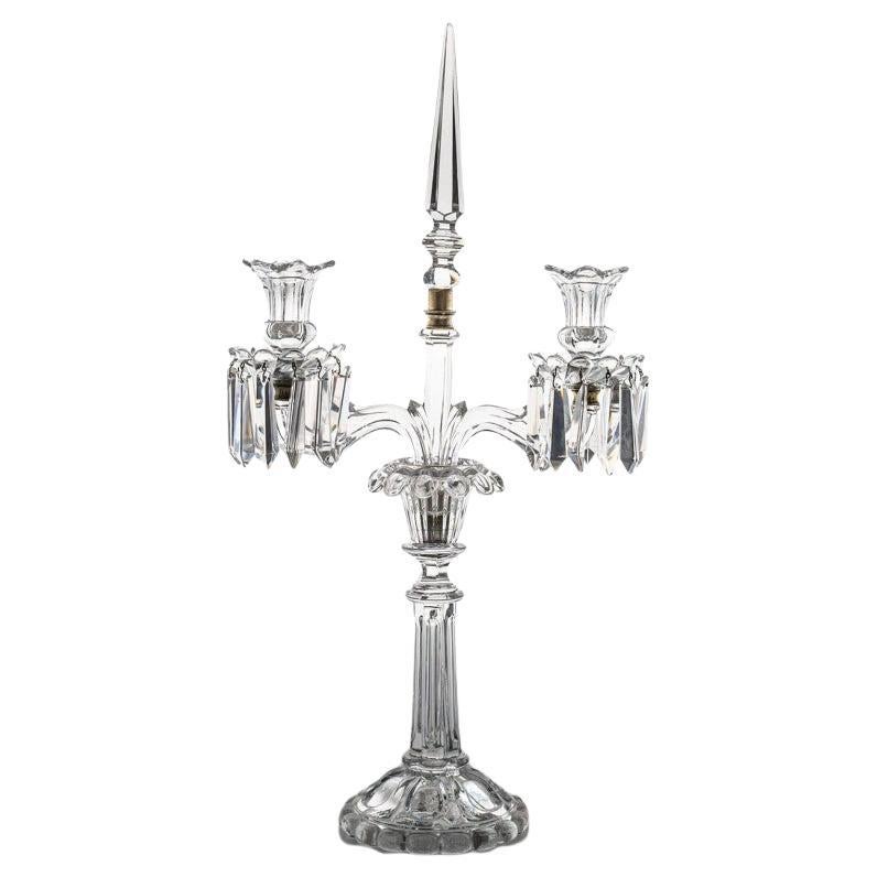 Baccarat Clear Crystal Candle Holder for 2 Candles, France en venta