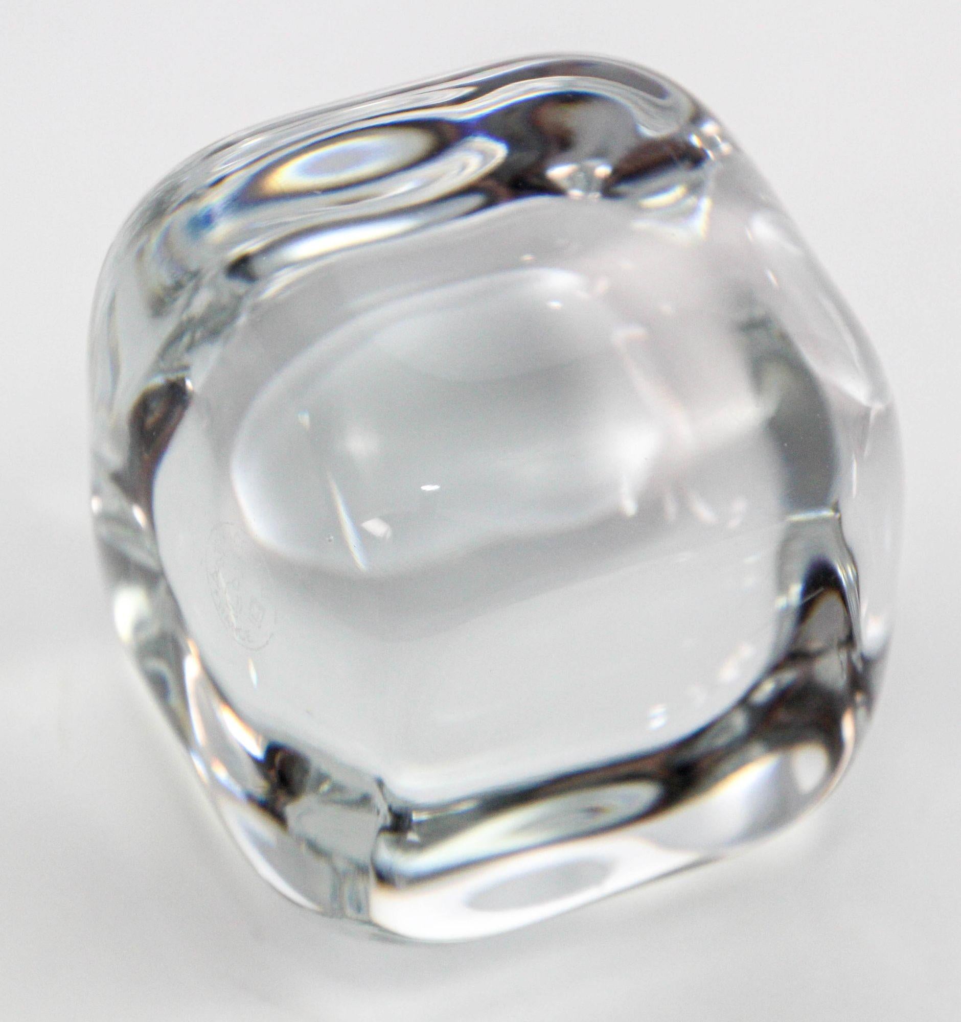 BACCARAT Clear Crystal Cube Paperweight 1980s For Sale 5