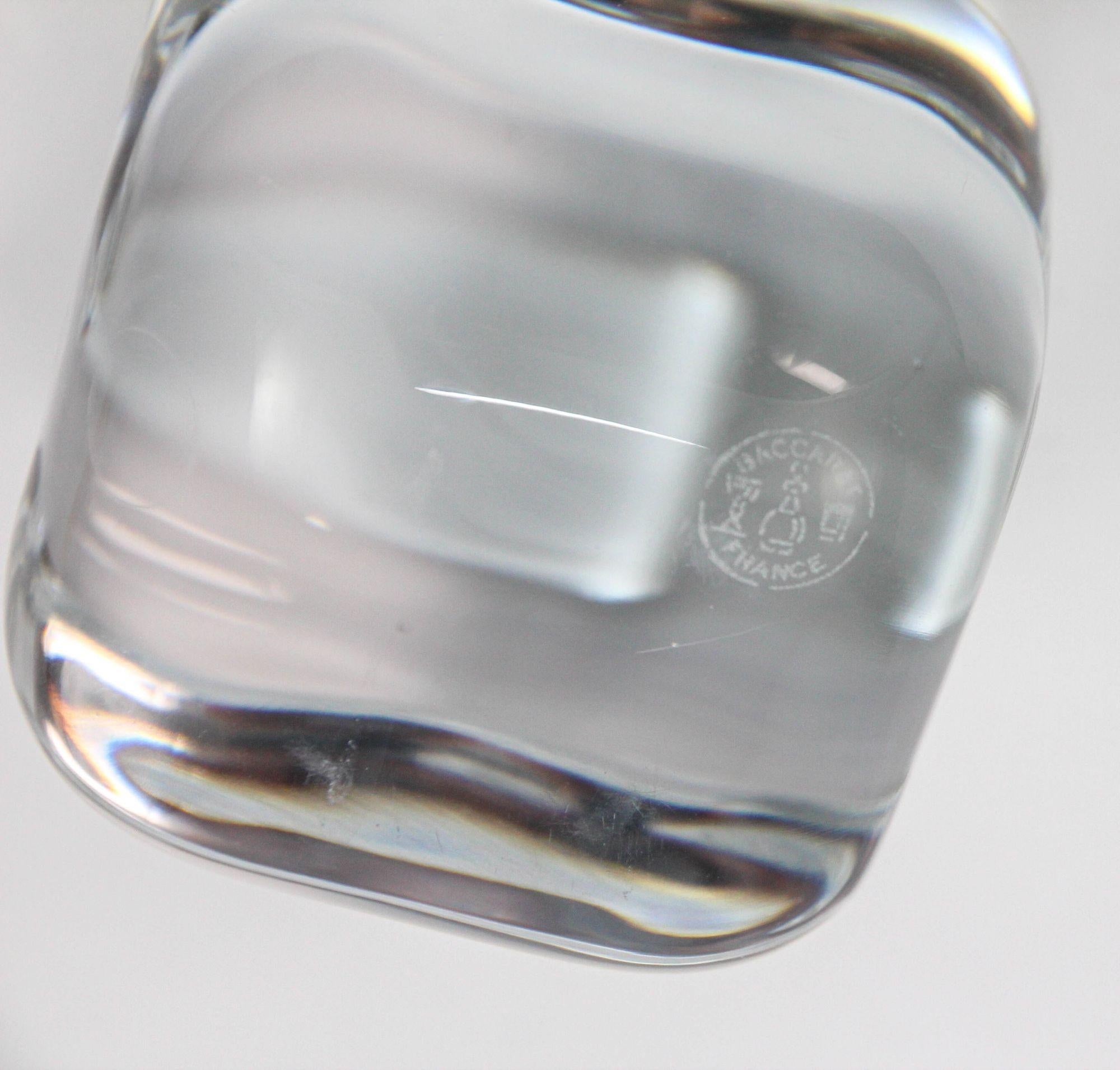 BACCARAT Clear Crystal Cube Paperweight 1980s For Sale 1