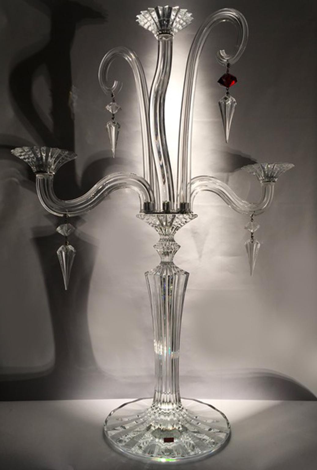 Baccarat Clear Crystal Mill Nuits French Mathias Design Candelabra For Sale 1