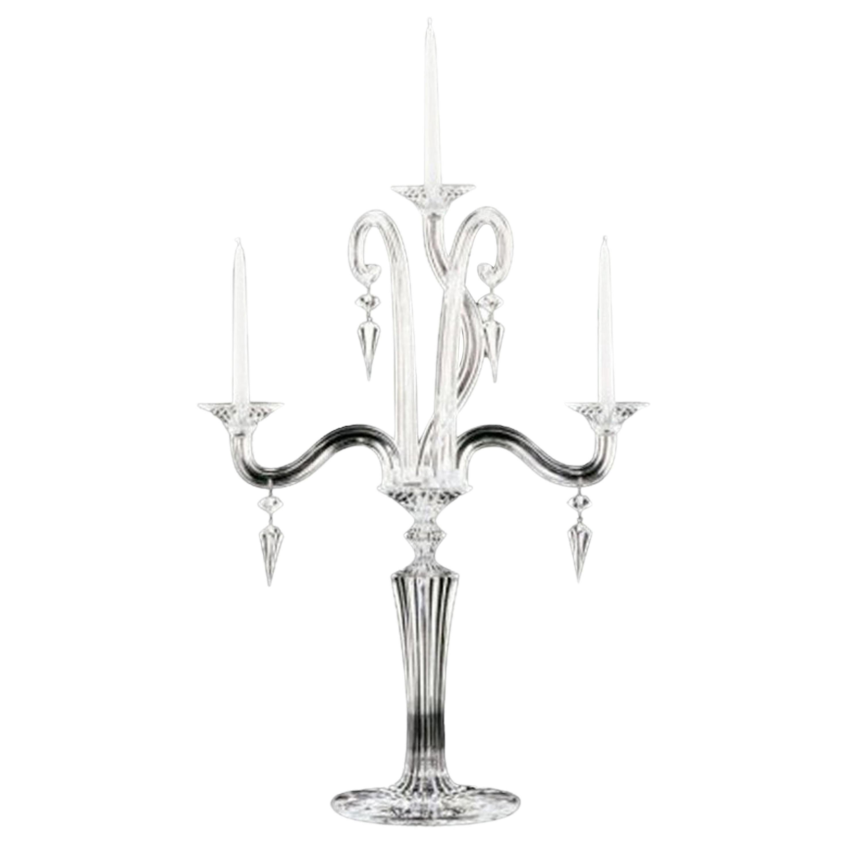 Baccarat Clear Crystal Mill Nuits French Mathias Design Candelabra For Sale