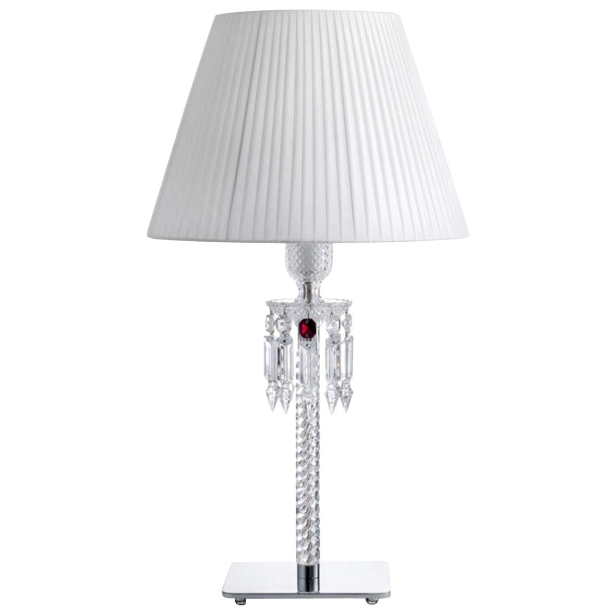 Baccarat Clear Crystal Table Lamp Arik Levy Design with Silk Lampshade