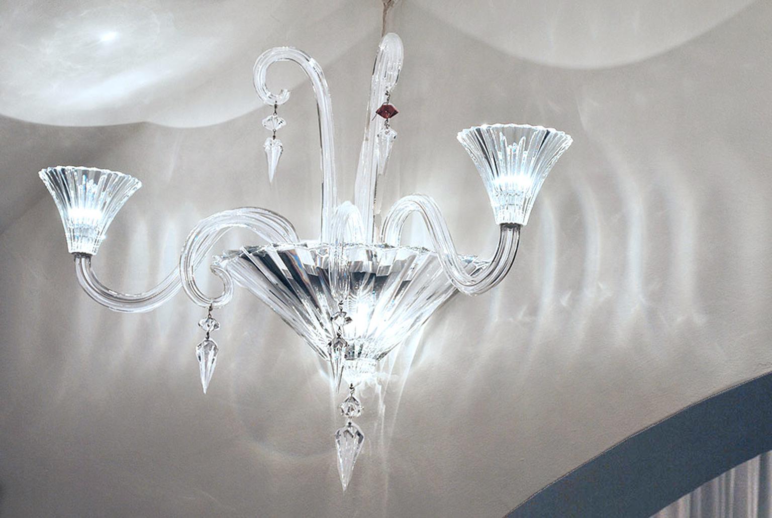 French Baccarat Clear Crystal Wall Lights Sconce Mille Nuits For Sale