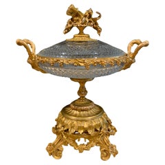 Baccarat compote with bronze dore mounts and handles