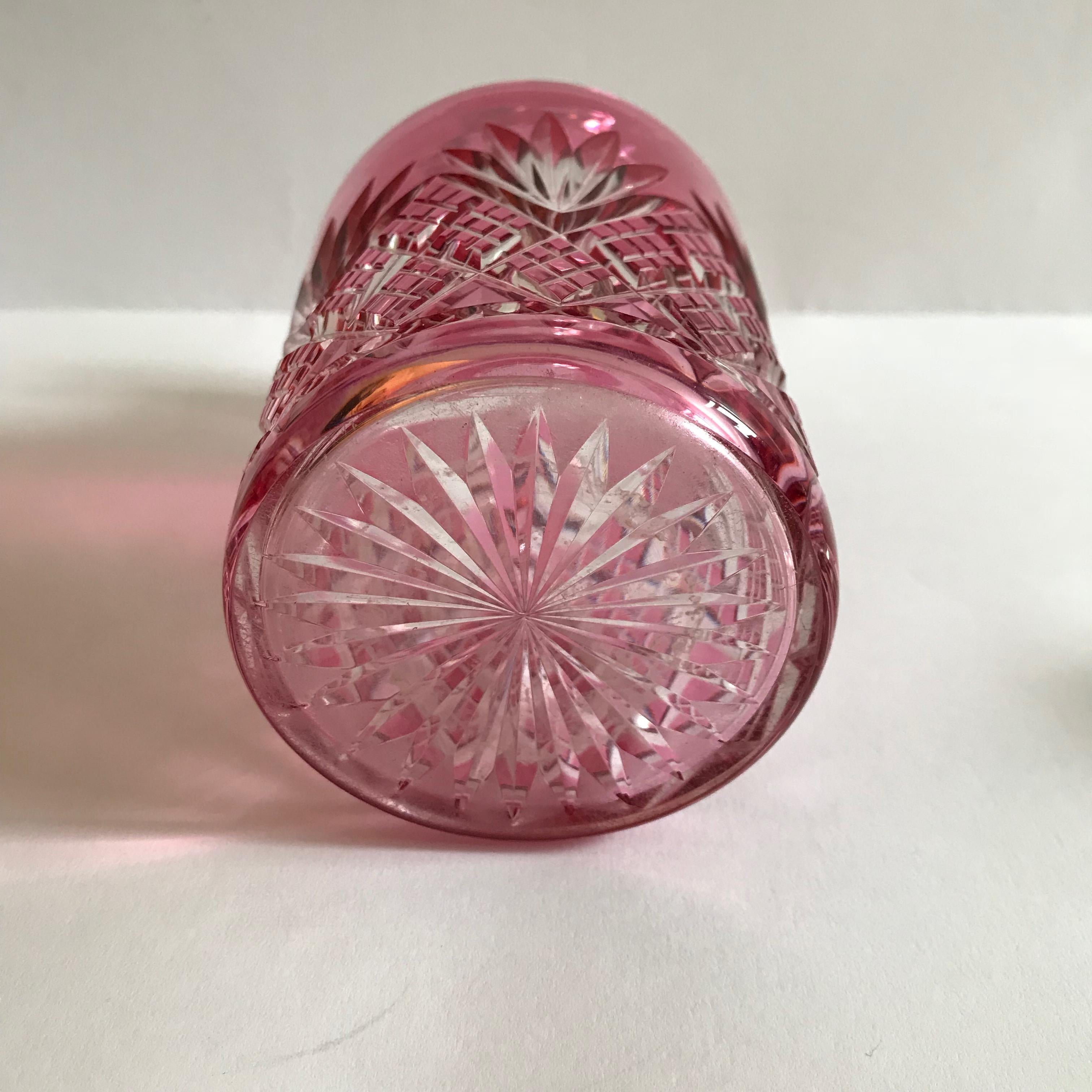 Baccarat Cranberry Overlay Crystal Perfume Bottle In Good Condition In London, GB