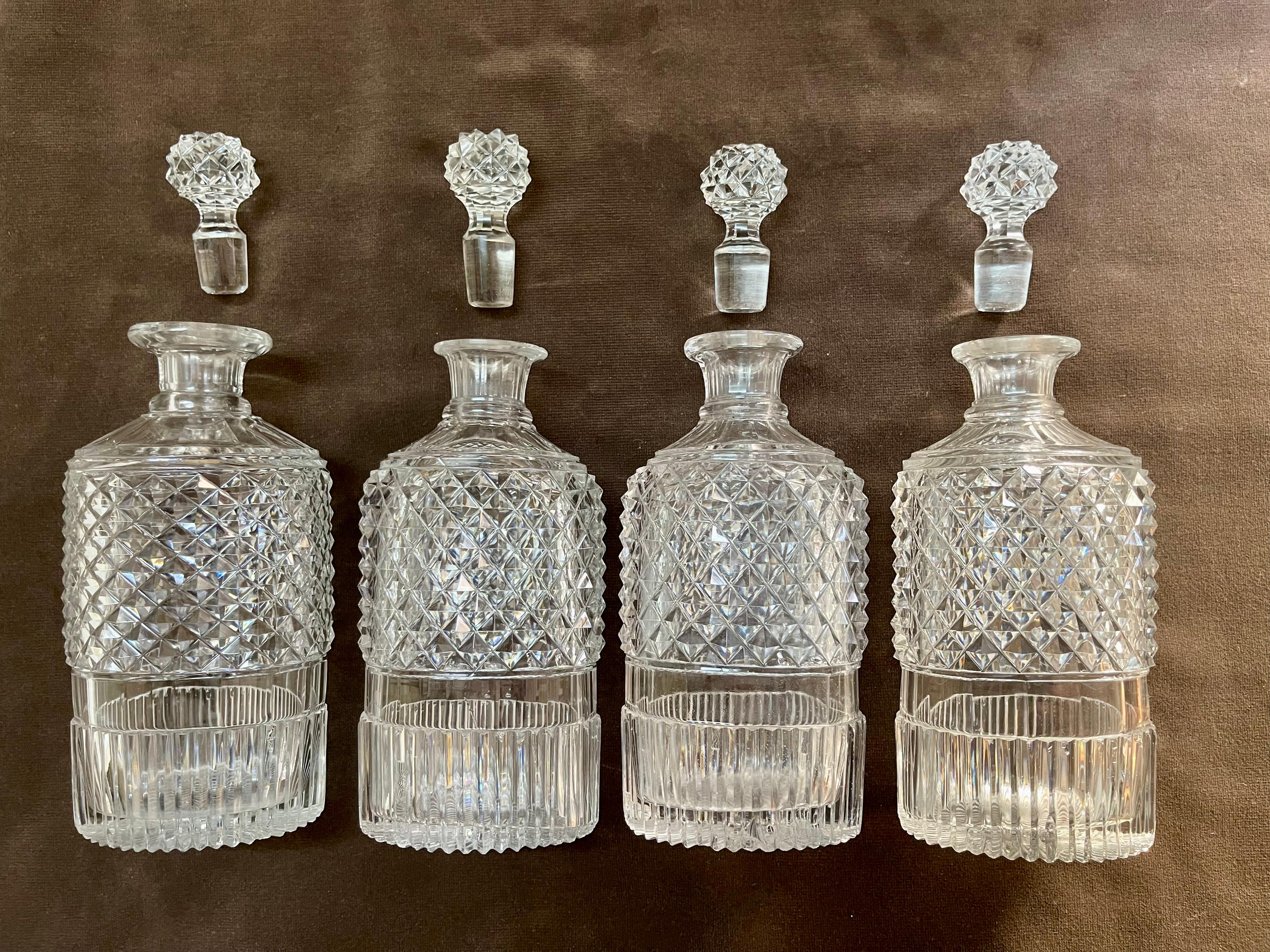 Baccarat Credited Vintage Crystal Bottles Set of Four For Sale 10