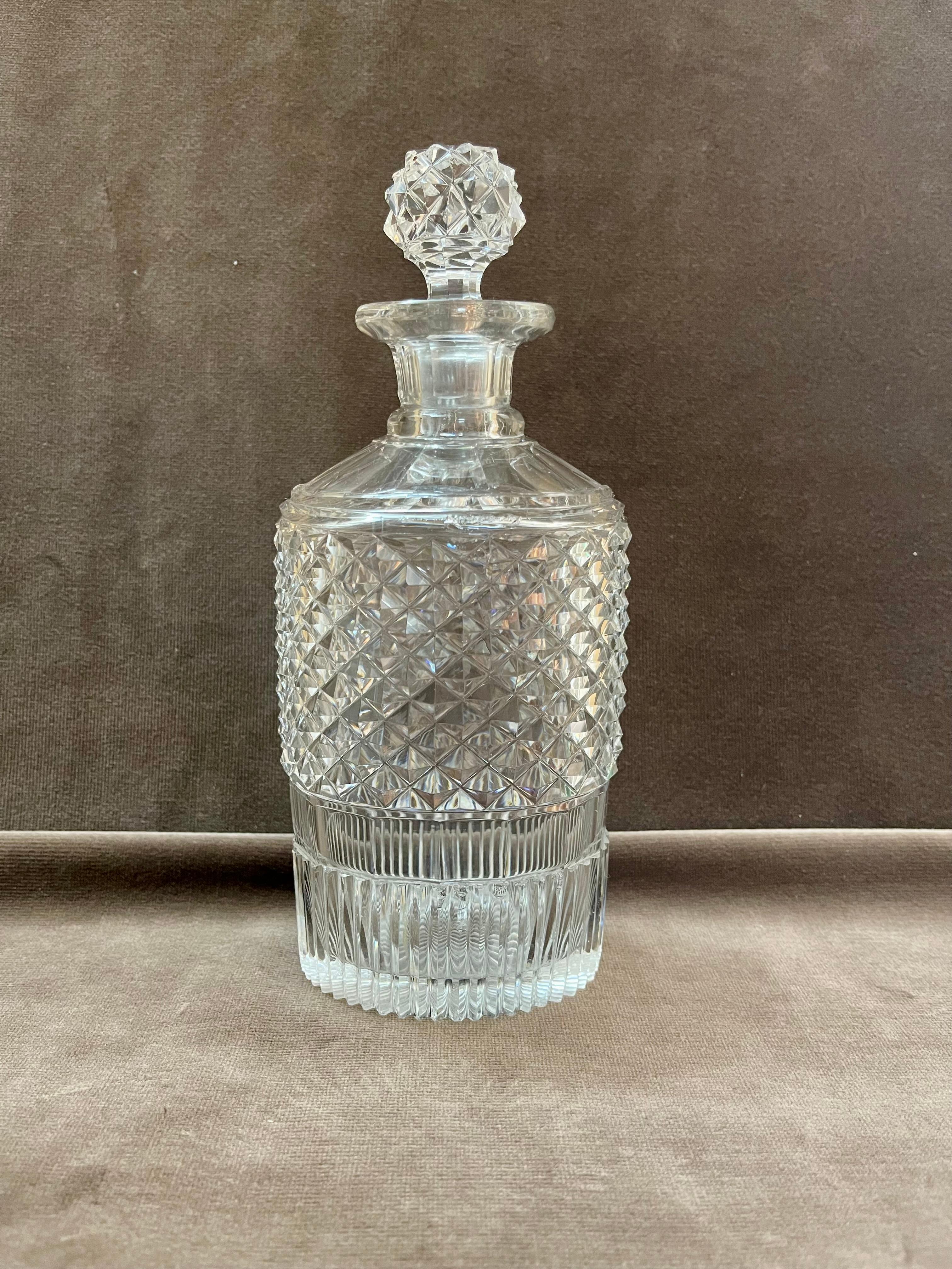 Mid-Century Modern Baccarat Credited Vintage Crystal Bottles Set of Four For Sale