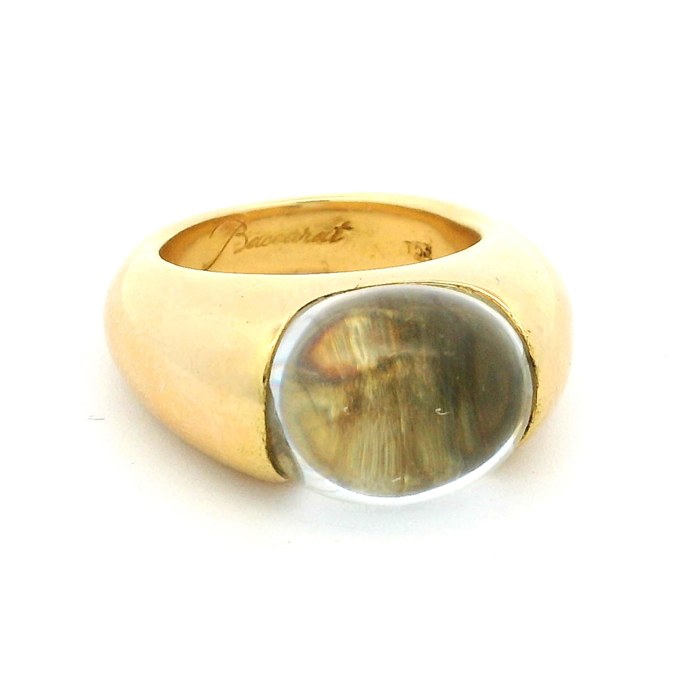 Anello a cupola in cristallo e oro giallo 18 carati Baccarat, Francia, anni '80-'90 in vendita 4
