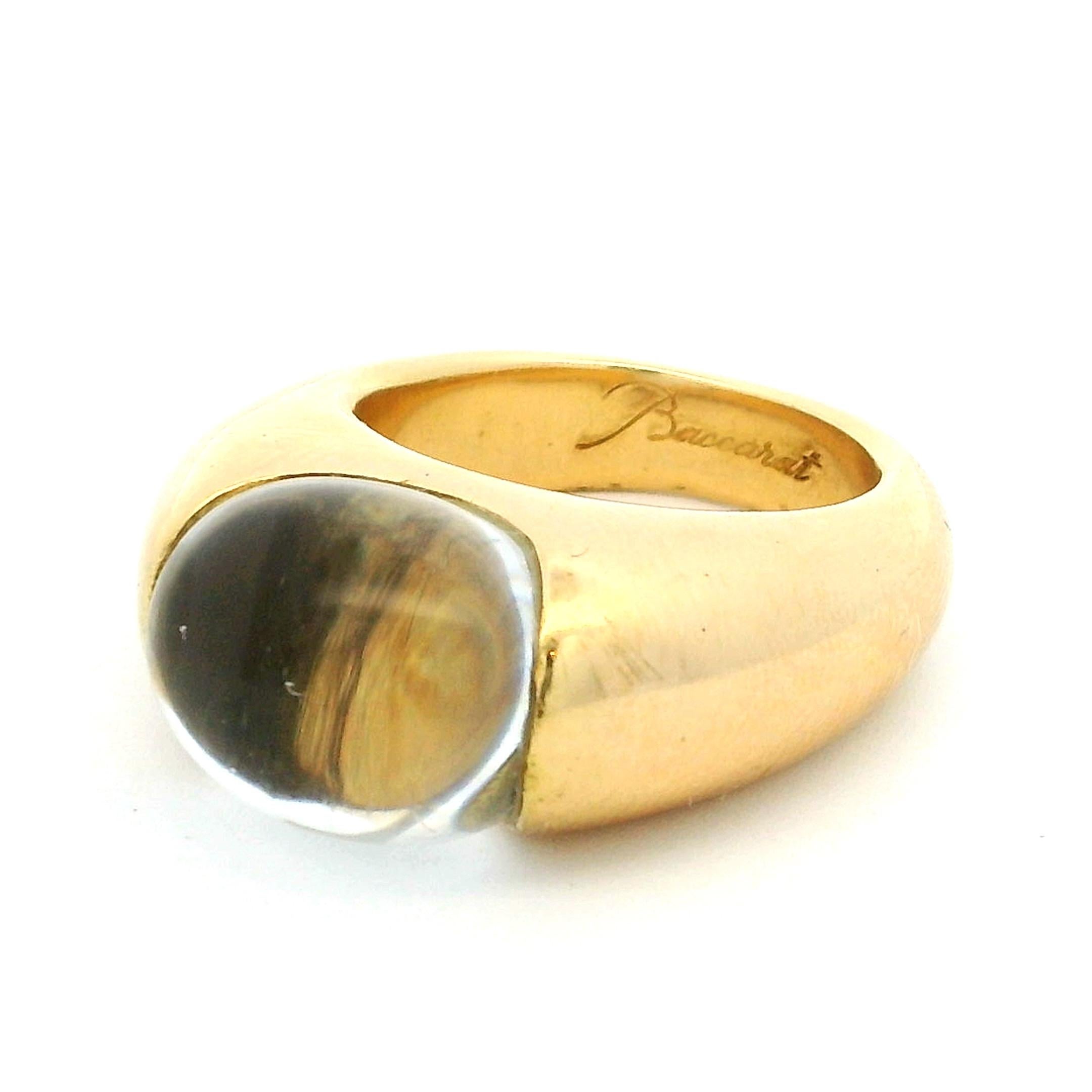 Anello a cupola in cristallo e oro giallo 18 carati Baccarat, Francia, anni '80-'90 in vendita 2