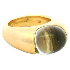 Kuppelring aus Baccarat-Kristall und 18 Karat Gelbgold, Frankreich, 1980er-1990er Jahre