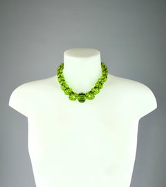 Baccarat, Green Crystal and .925 Silver "Scherazade" Necklace, France 2000s