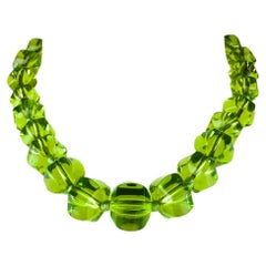 Baccarat, collana "Scheherazade" in cristallo verde e argento 925, Francia anni 2000