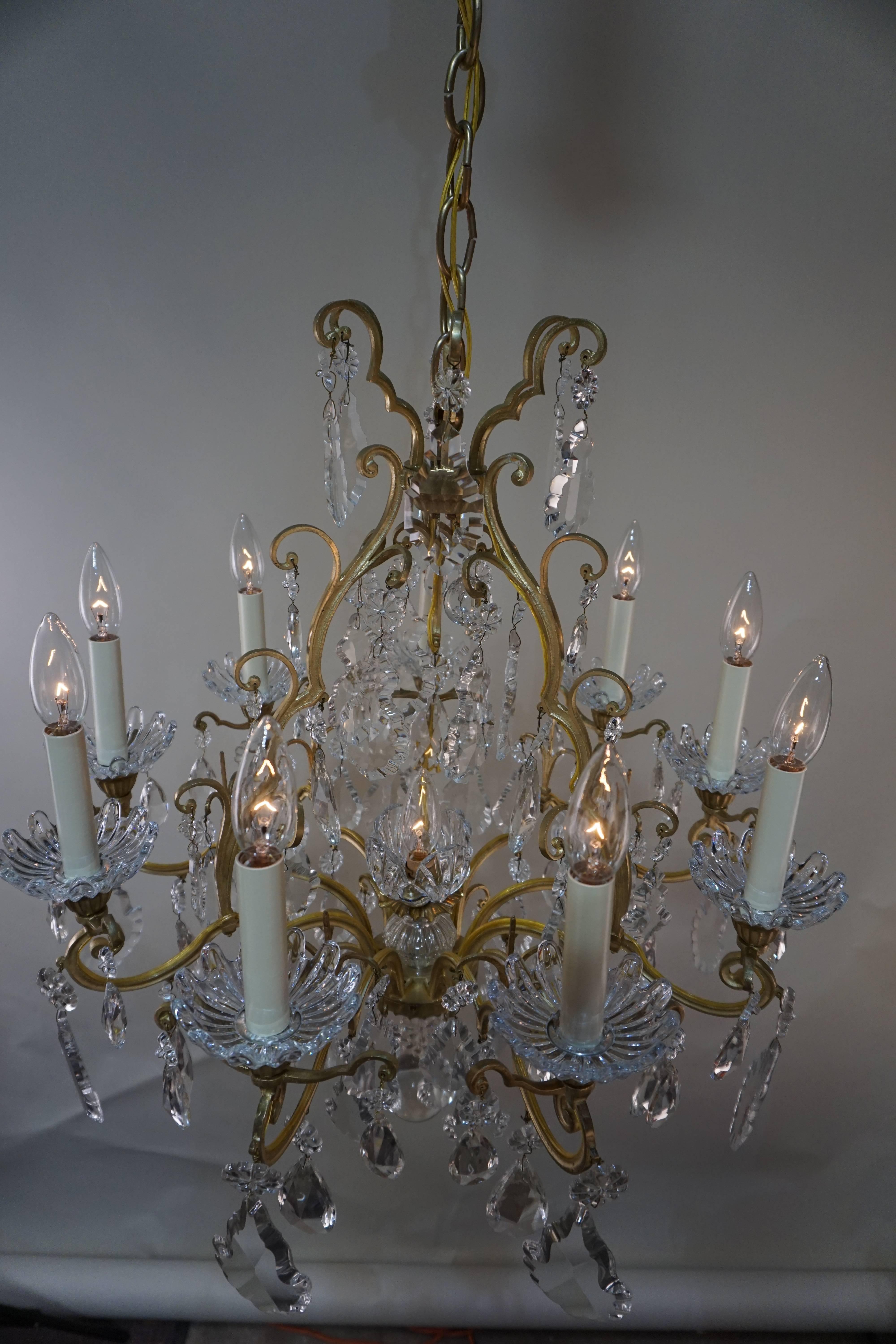 Baccarat Crystal and Bronze Chandelier 1