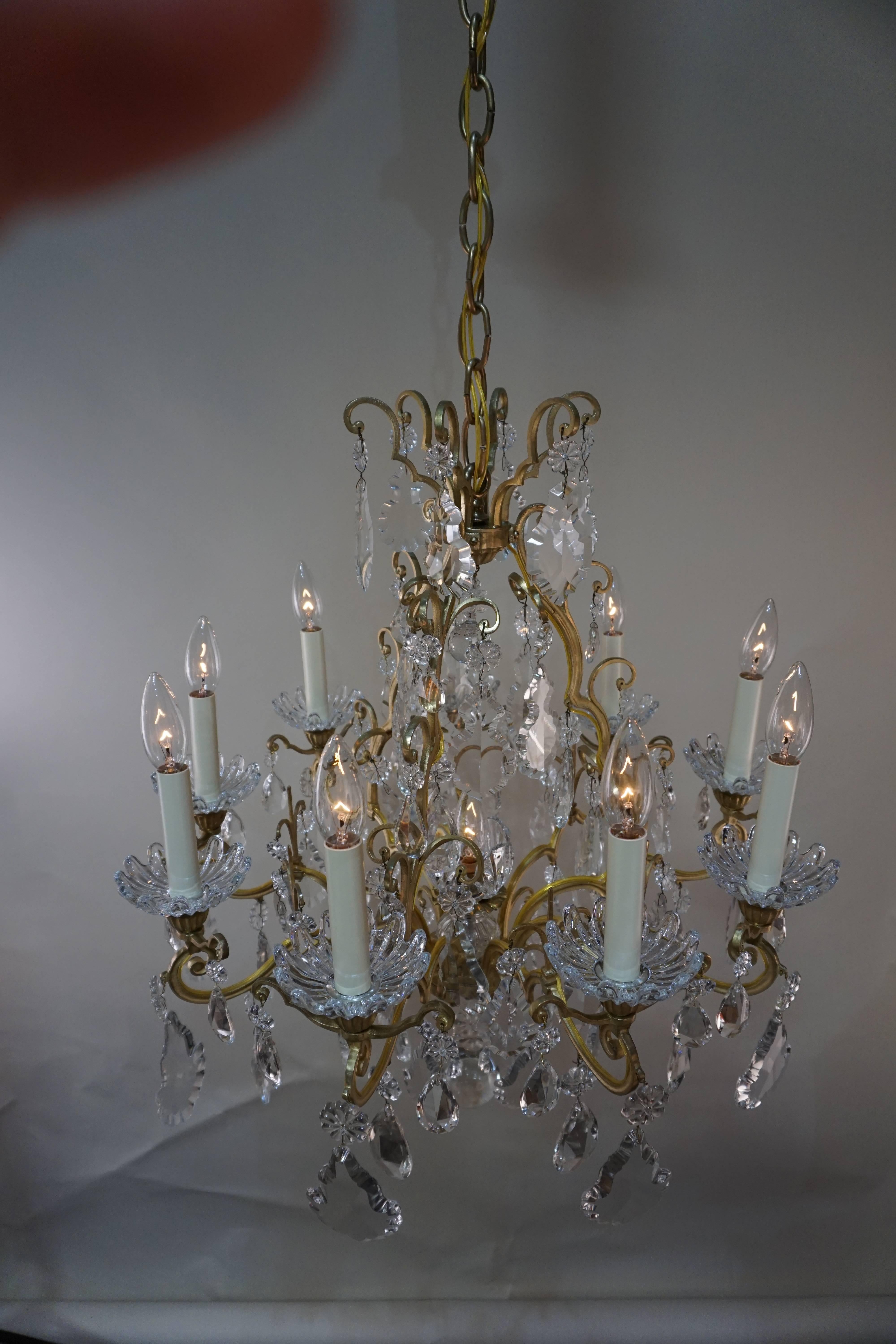 Baccarat Crystal and Bronze Chandelier 2