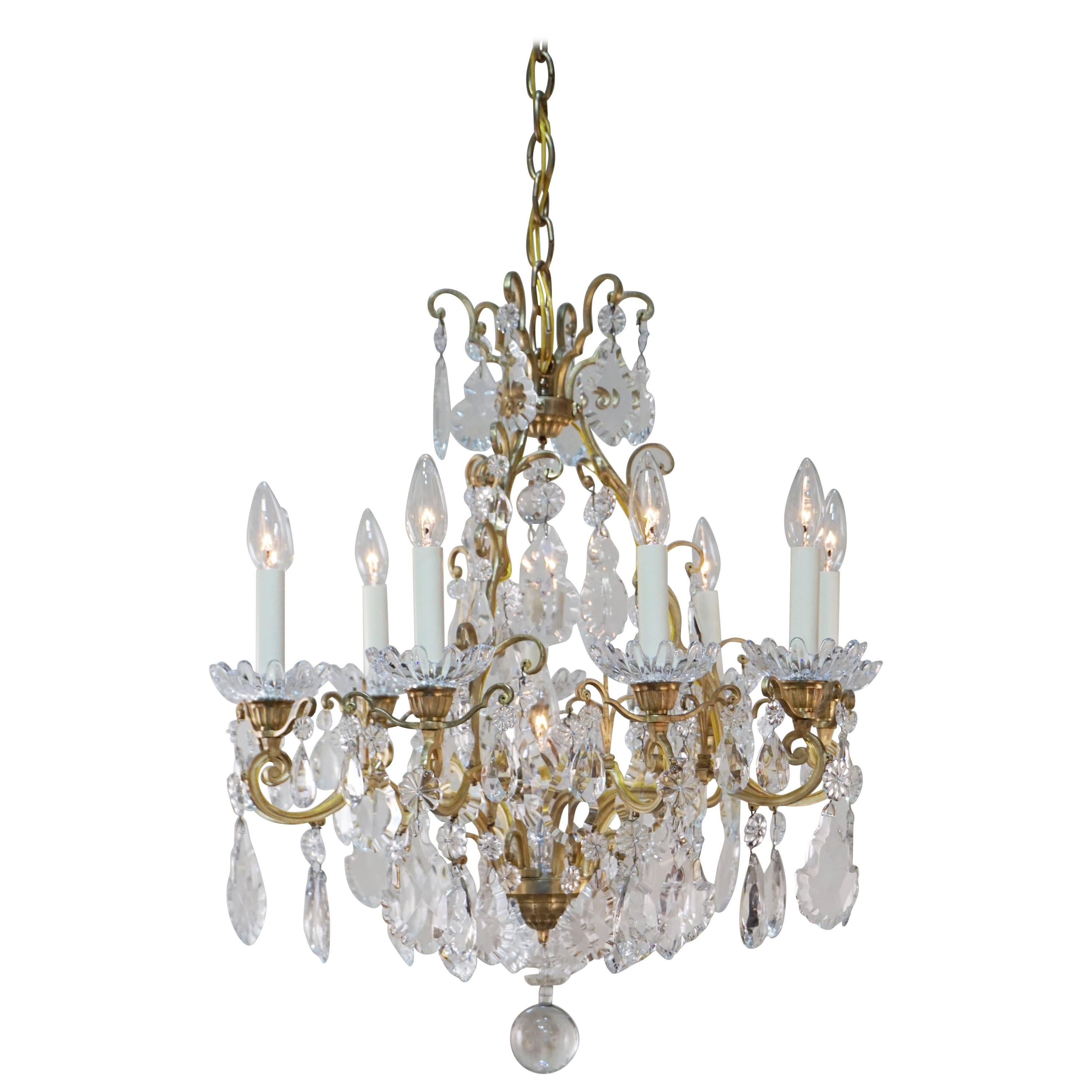 Baccarat Crystal and Bronze Chandelier