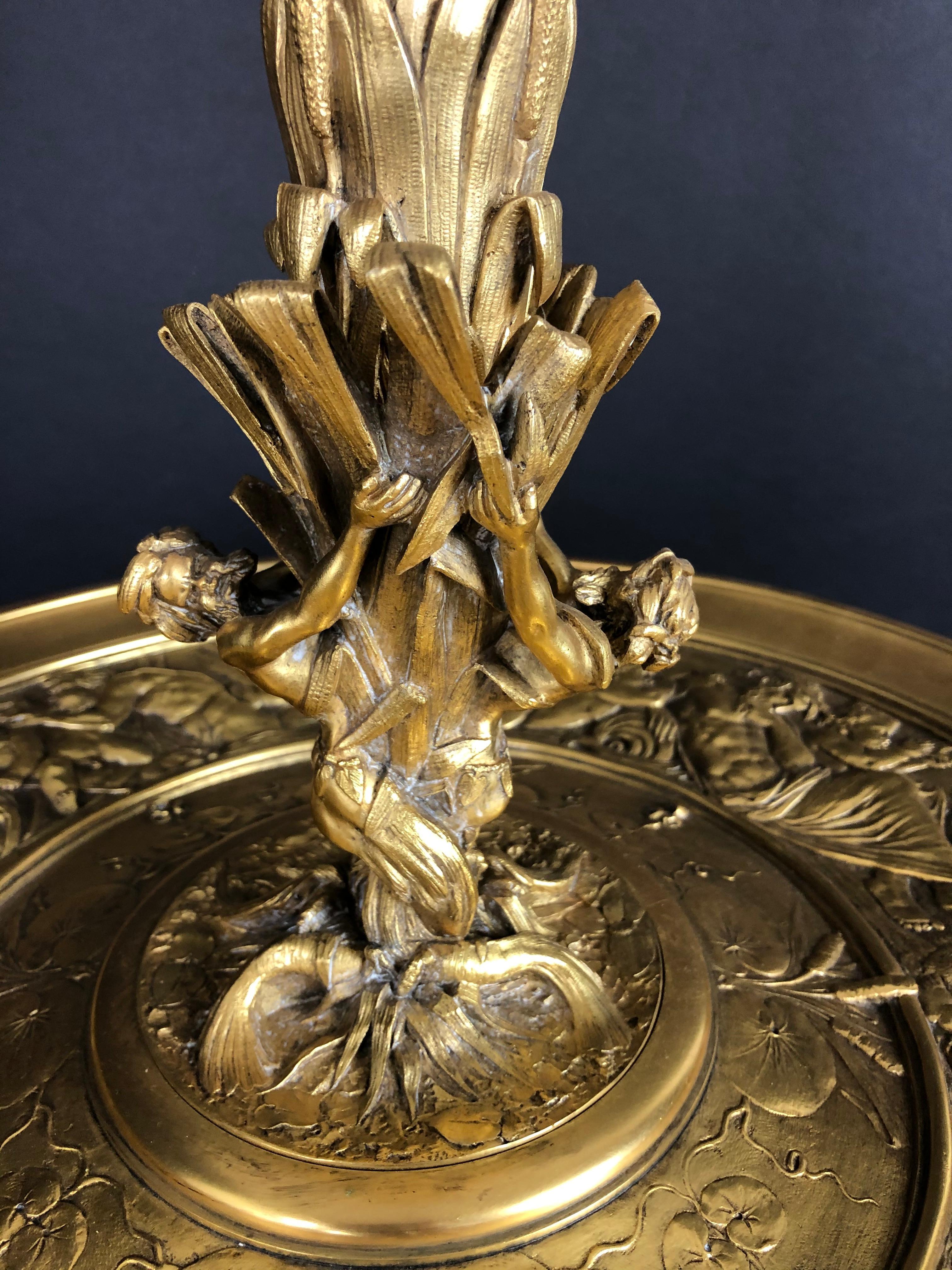 Belle Époque Centre de table d'épergne en cristal et bronze doré de Baccarat en vente