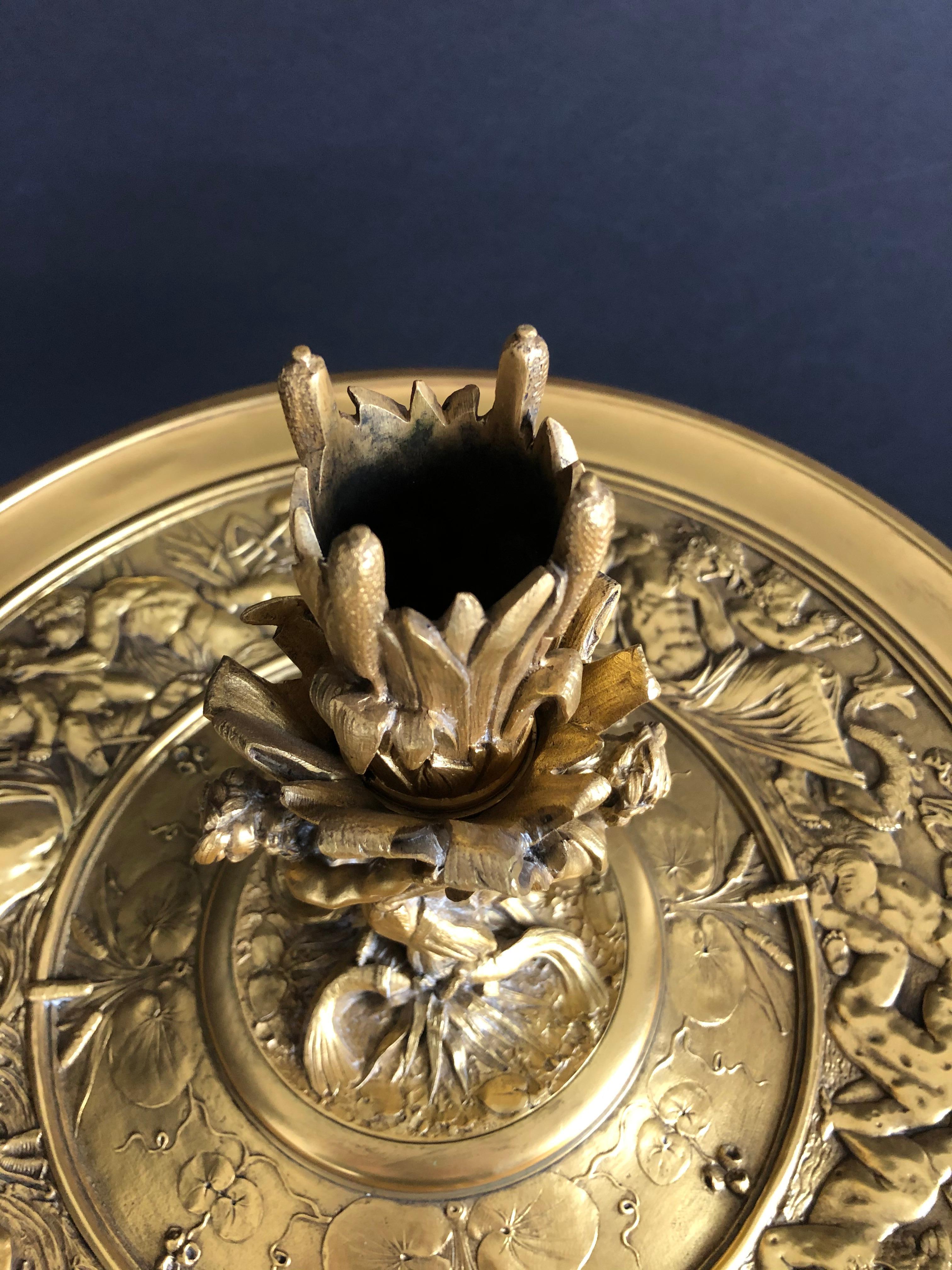 Doré Centre de table d'épergne en cristal et bronze doré de Baccarat en vente