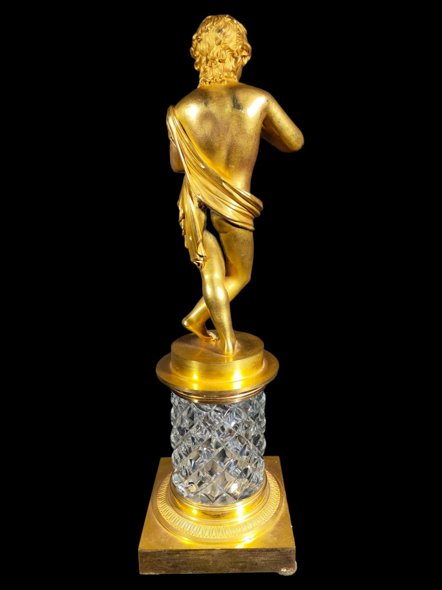 Figur aus Baccarat-Kristall und vergoldeter Bronze im Angebot 5