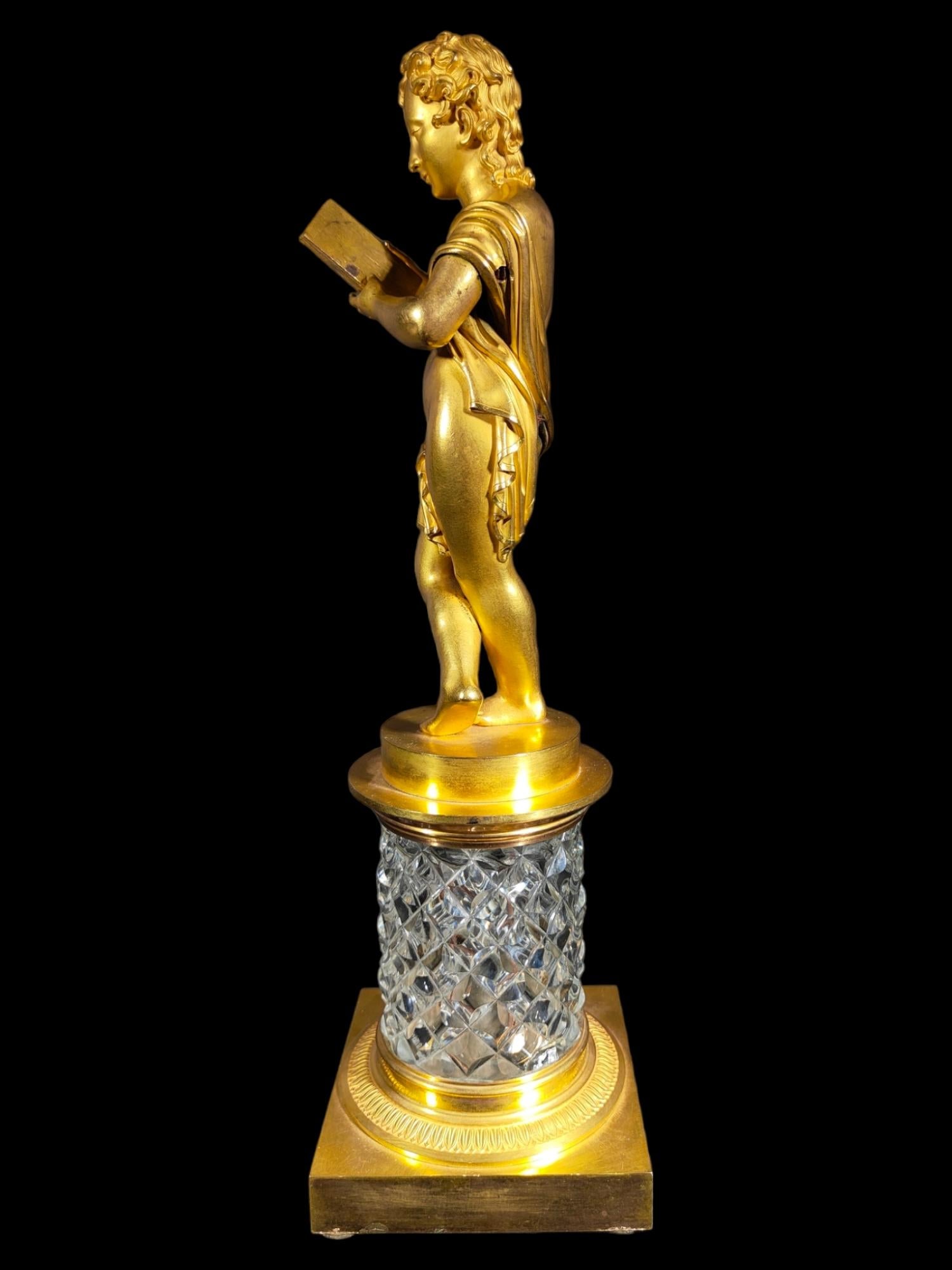 Figur aus Baccarat-Kristall und vergoldeter Bronze im Angebot 7