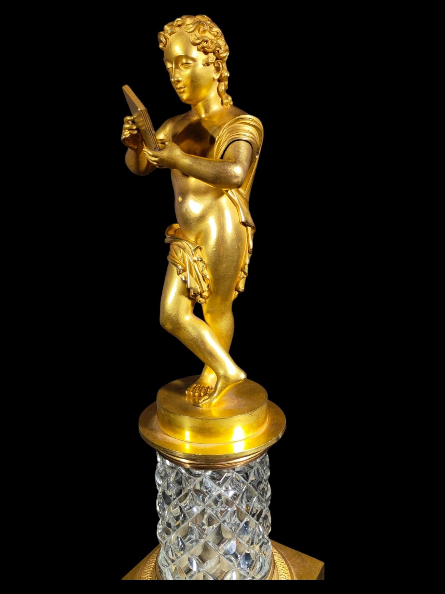 Figur aus Baccarat-Kristall und vergoldeter Bronze im Angebot 10