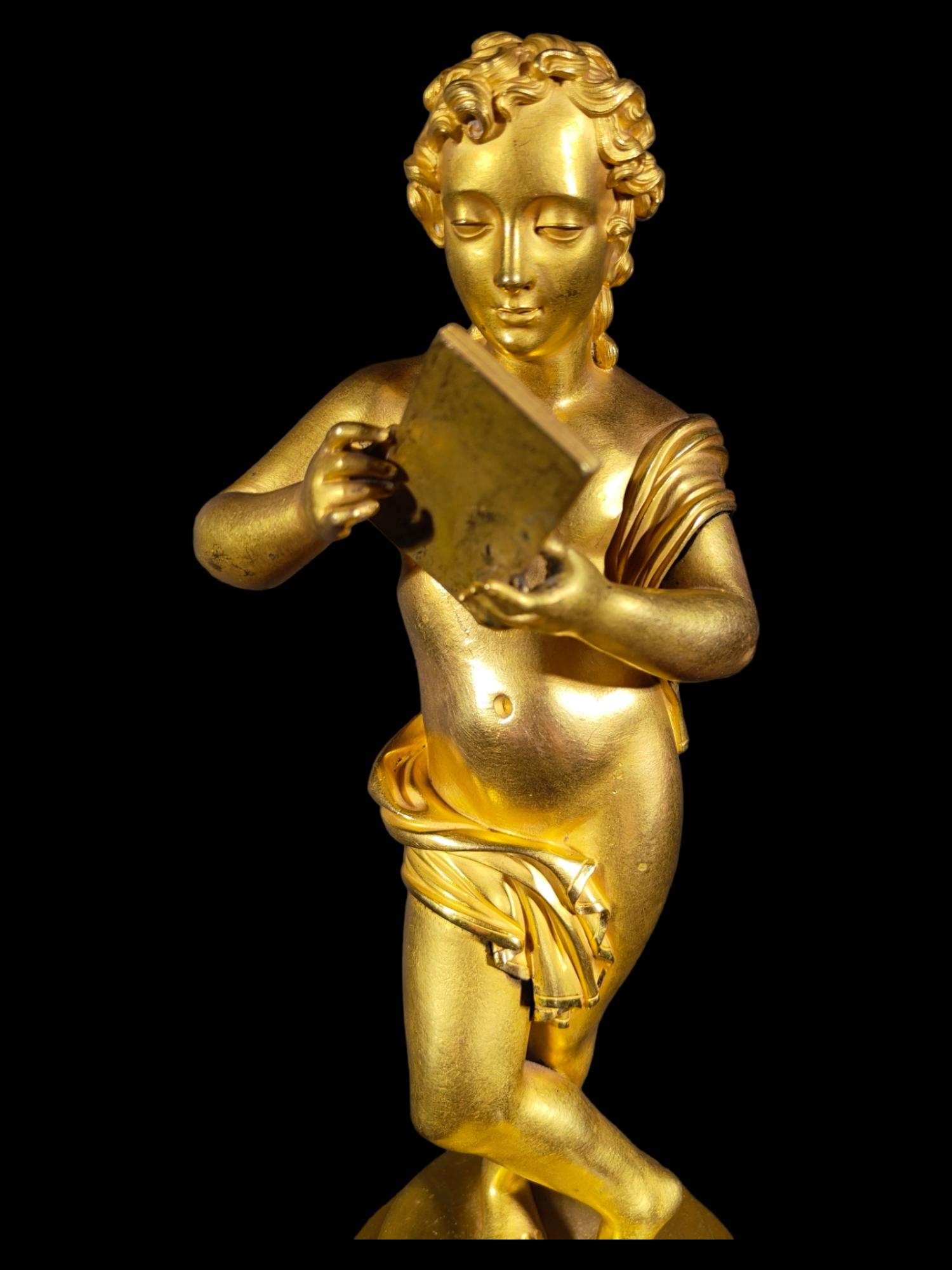 Mid-19th Century Baccarat Crystal and Gilt Bronze Figurine For Sale