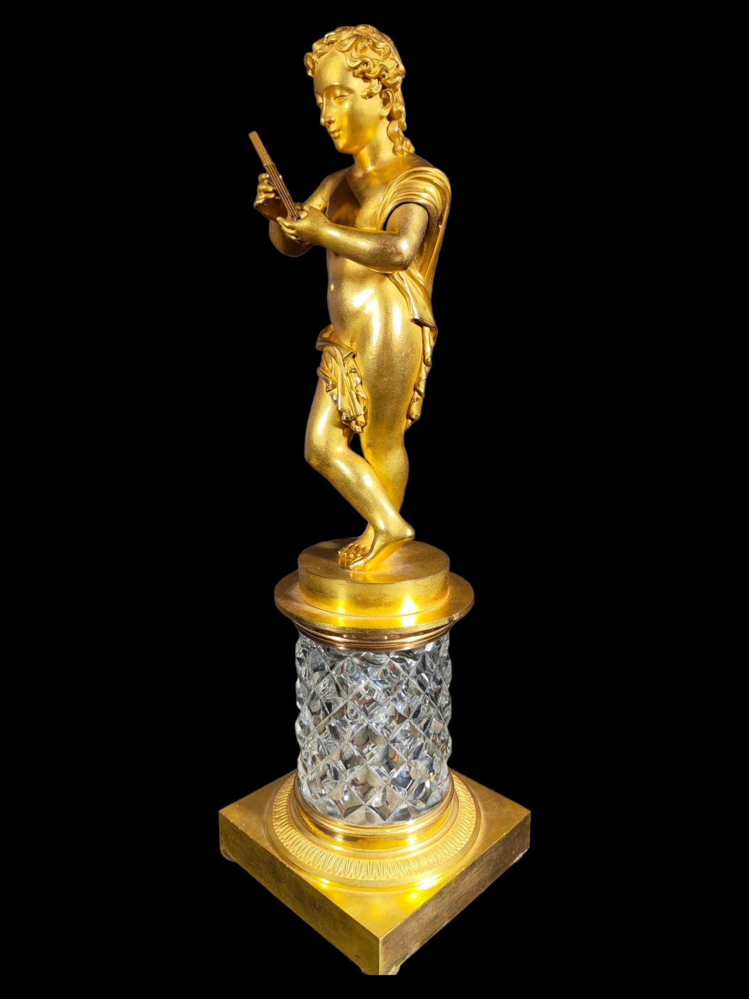 Figur aus Baccarat-Kristall und vergoldeter Bronze (Mittleres 19. Jahrhundert) im Angebot