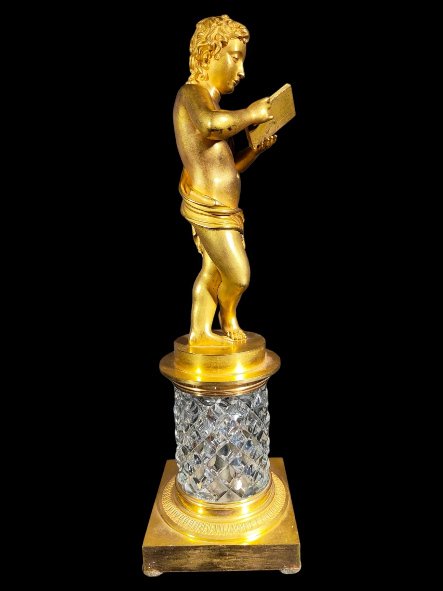 Figur aus Baccarat-Kristall und vergoldeter Bronze im Angebot 4