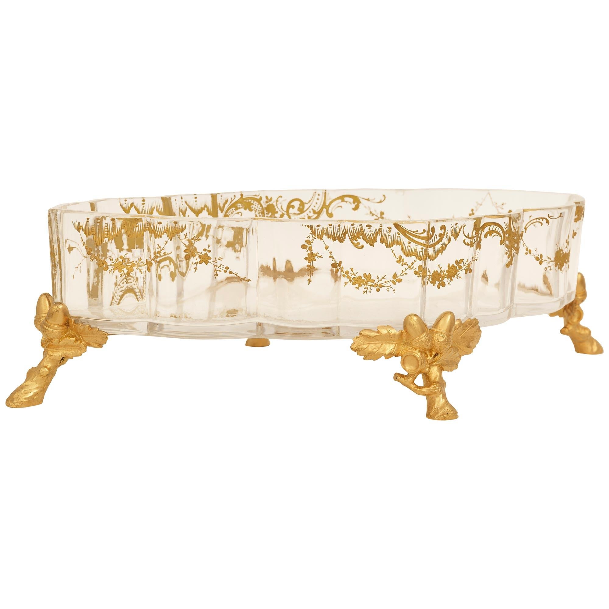 Louis XV Baccarat Crystal and Ormolu centerpiece, stamped Baccarat For Sale