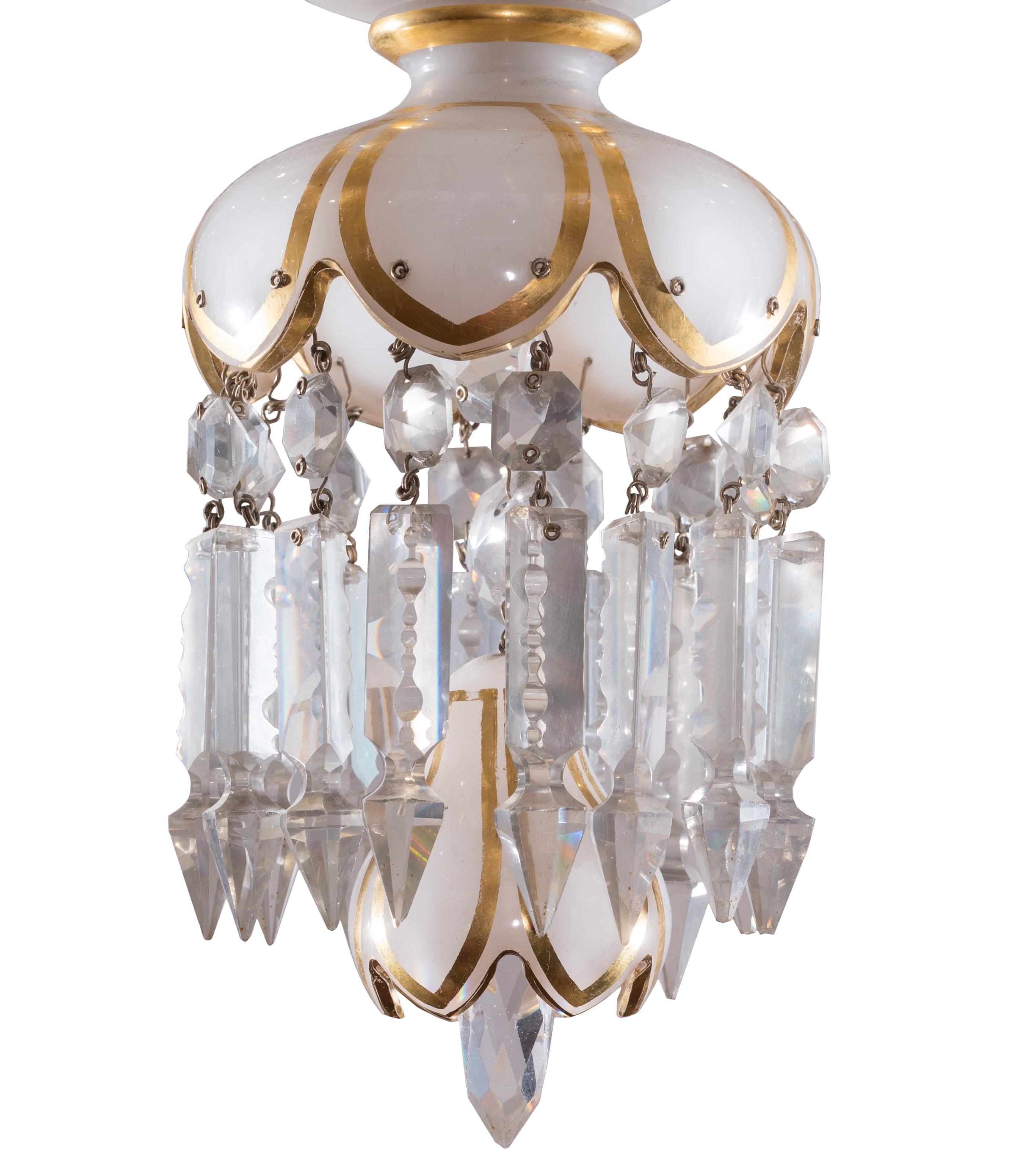 19th Century Baccarat White Opaline Chandelier, Four-Tier with 24-Lights, Marked For Sale 1
