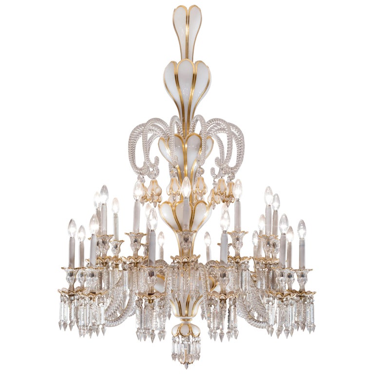 Baccarat Crystal And White Opaline Four, Baccarat Zenith 24 Light Chandelier Review