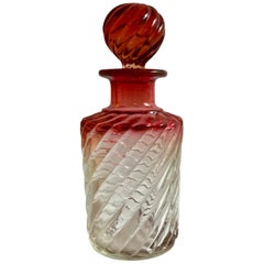 Large French Antique Crystal Bamboo Swirl Perfume Bottle By Baccarat 