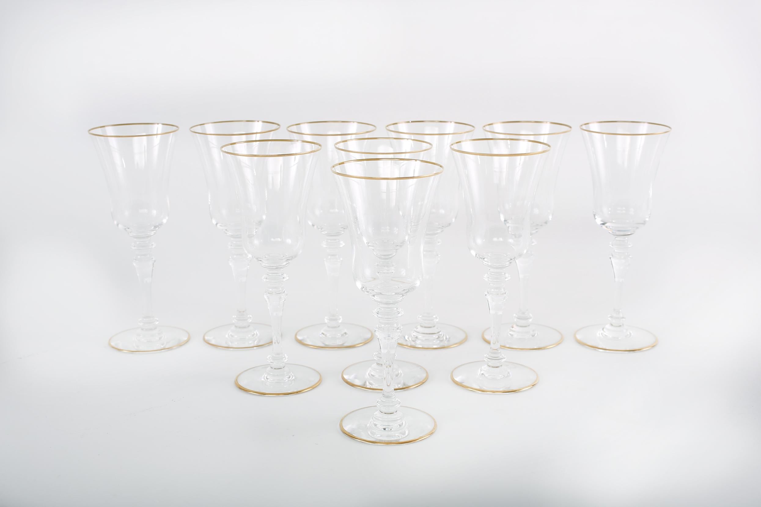 20th Century Baccarat Crystal Barware Tableware Service / Ten People For Sale