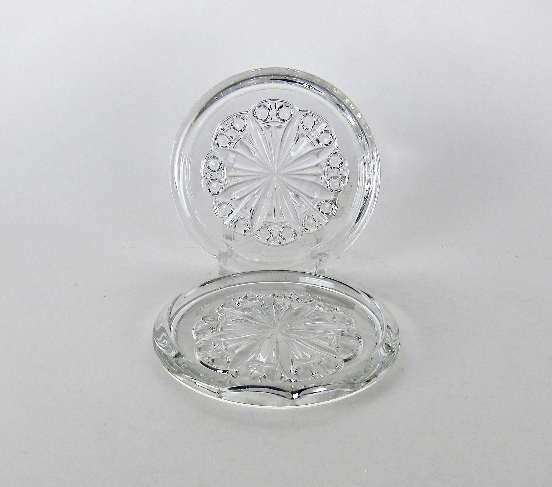 French Baccarat Crystal Bottle Coaster Set for Champagne and Wine Magnums or Decanters