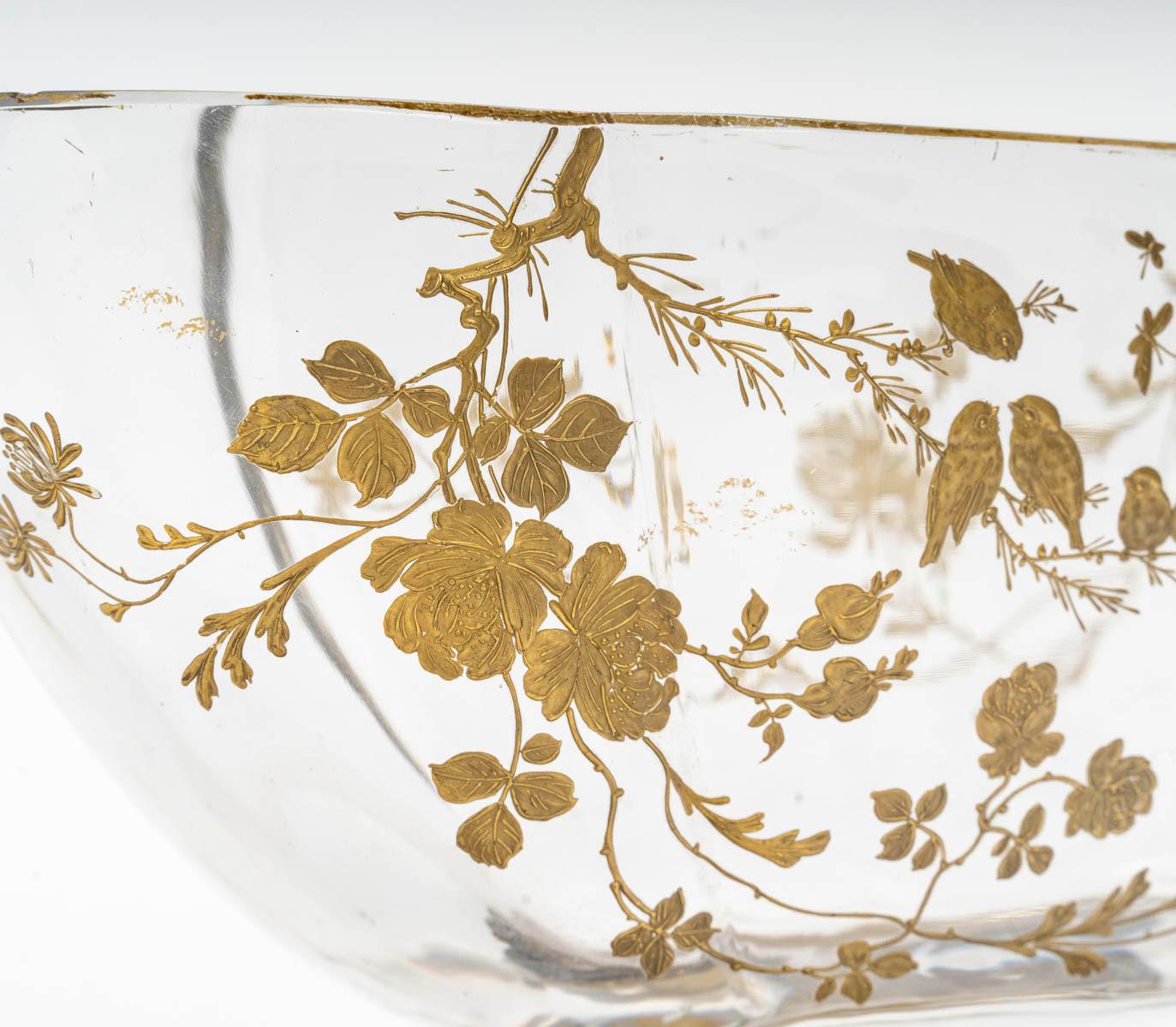 Baccarat Crystal Bowl, Bronze Mounting, 19th Century, Napoleon III Period. In Good Condition For Sale In Saint-Ouen, FR
