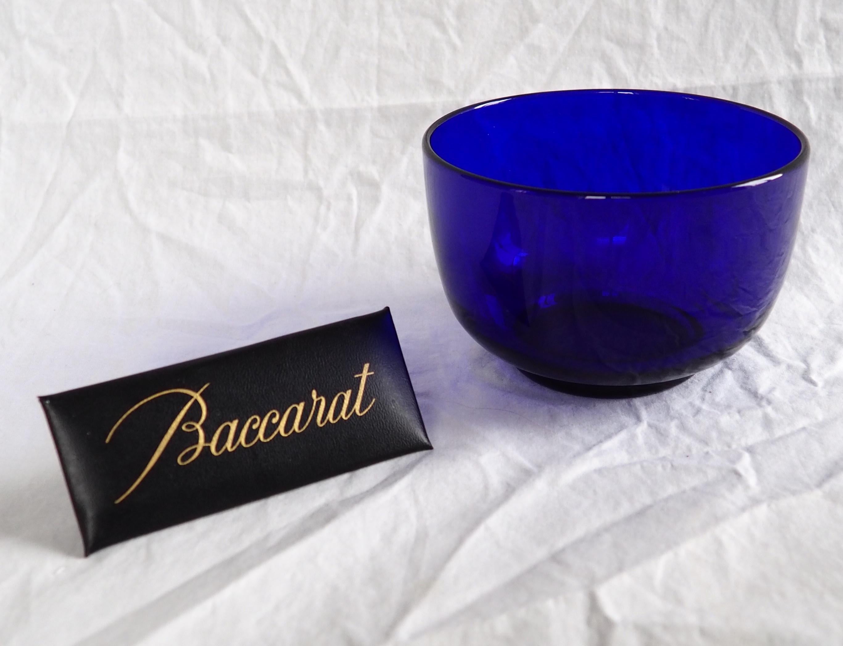 19th Century Baccarat crystal bowl / ramekin, cobalt blue crystal - 19th century