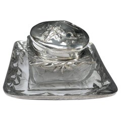 Vintage Baccarat Crystal Box mounted Sterling Silver on dish by "Escalier de Cristal"