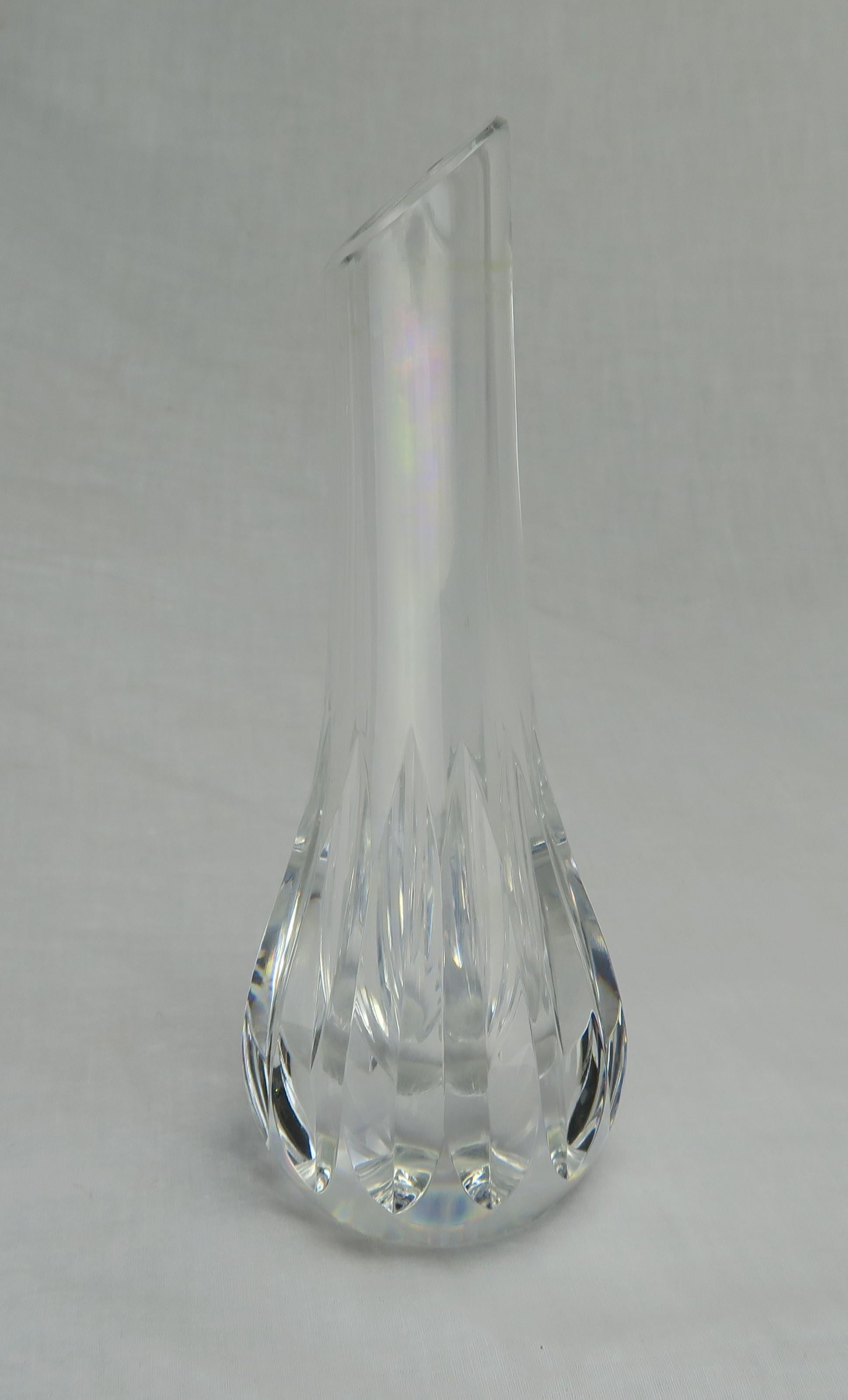 Baccarat stamped cut crystal flower vase.
