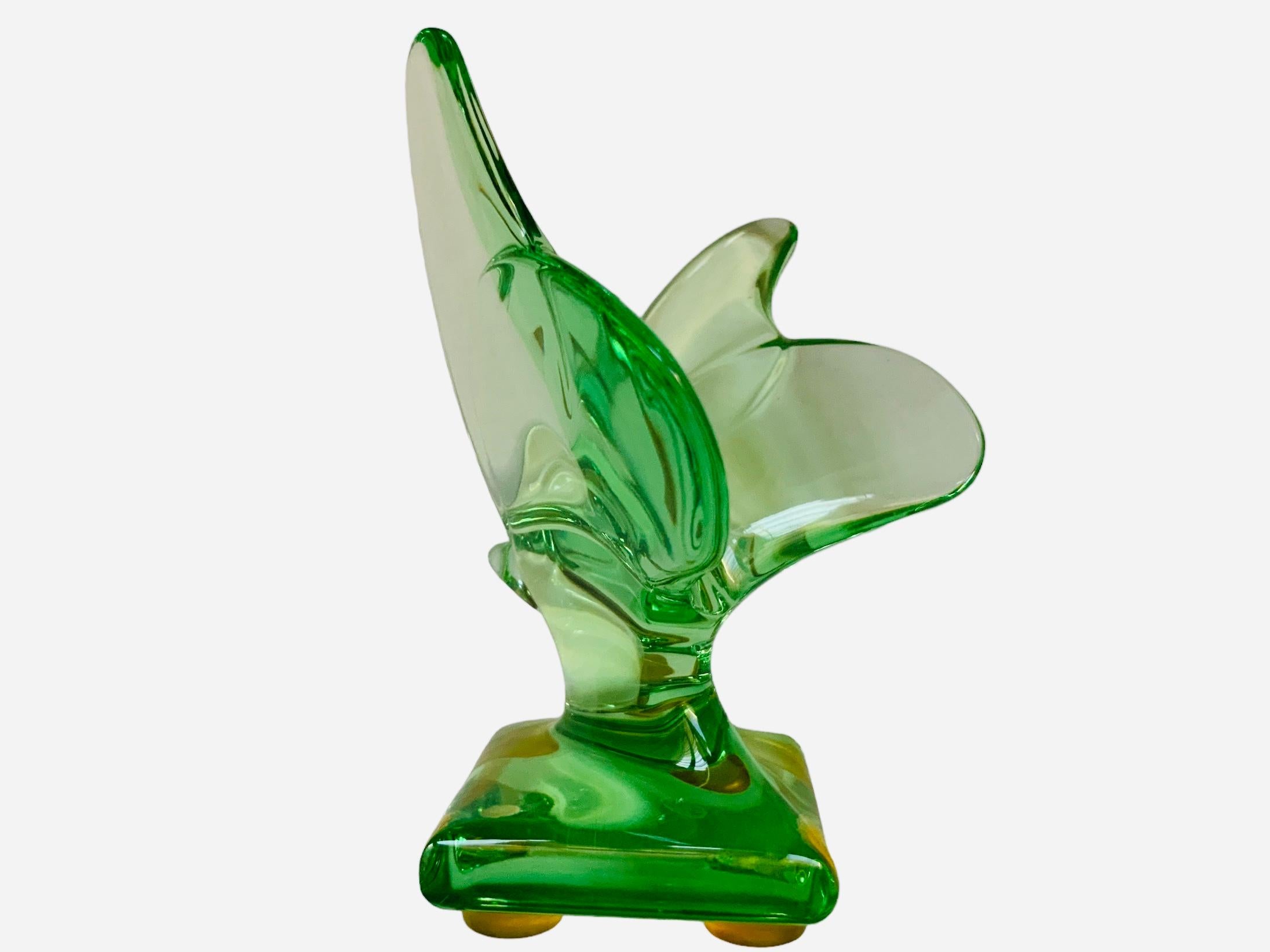 French Baccarat Crystal Butterfly Sculpture/Figurine  For Sale