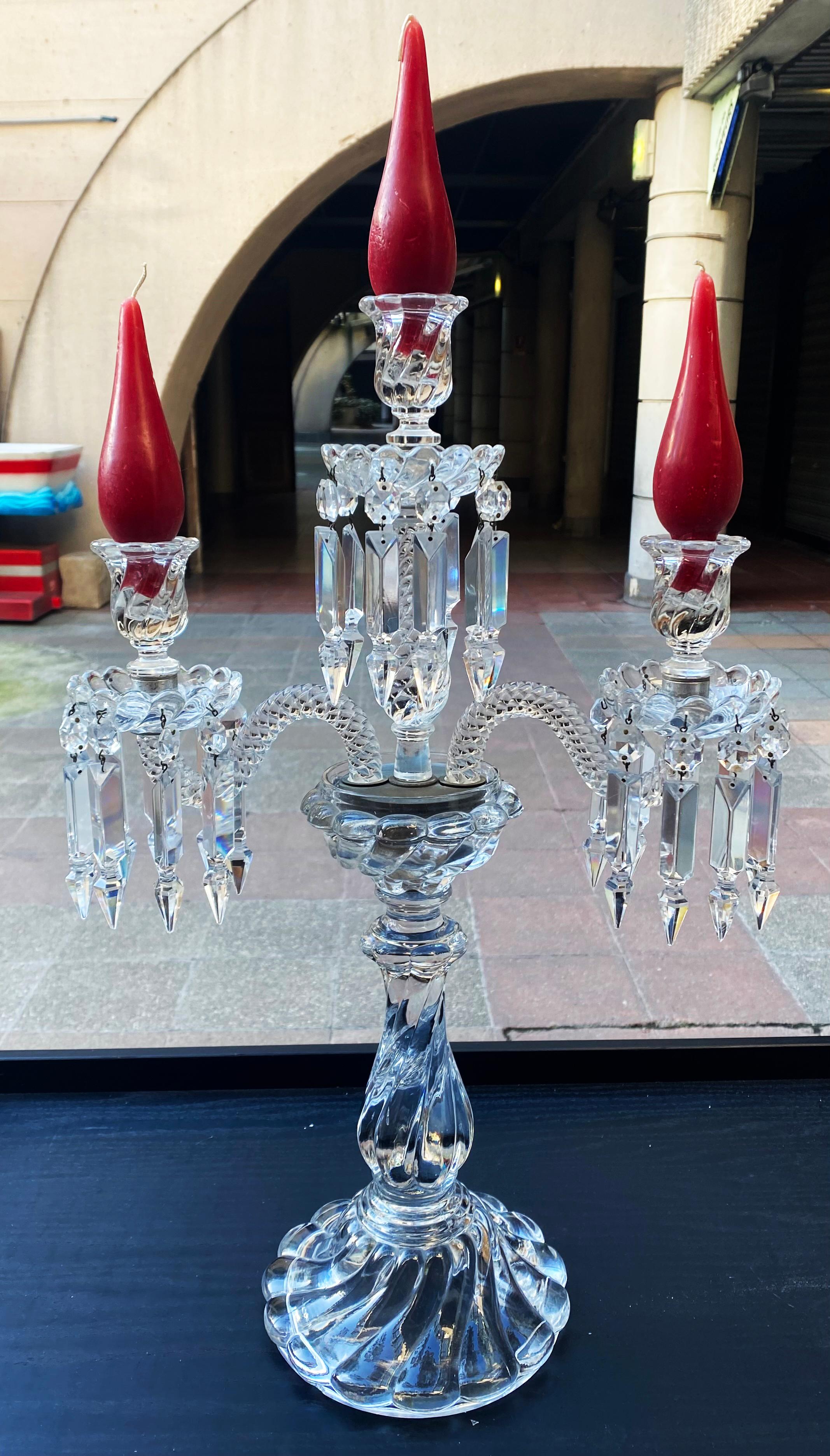Late 20th Century Baccarat Crystal Candlestick For Sale