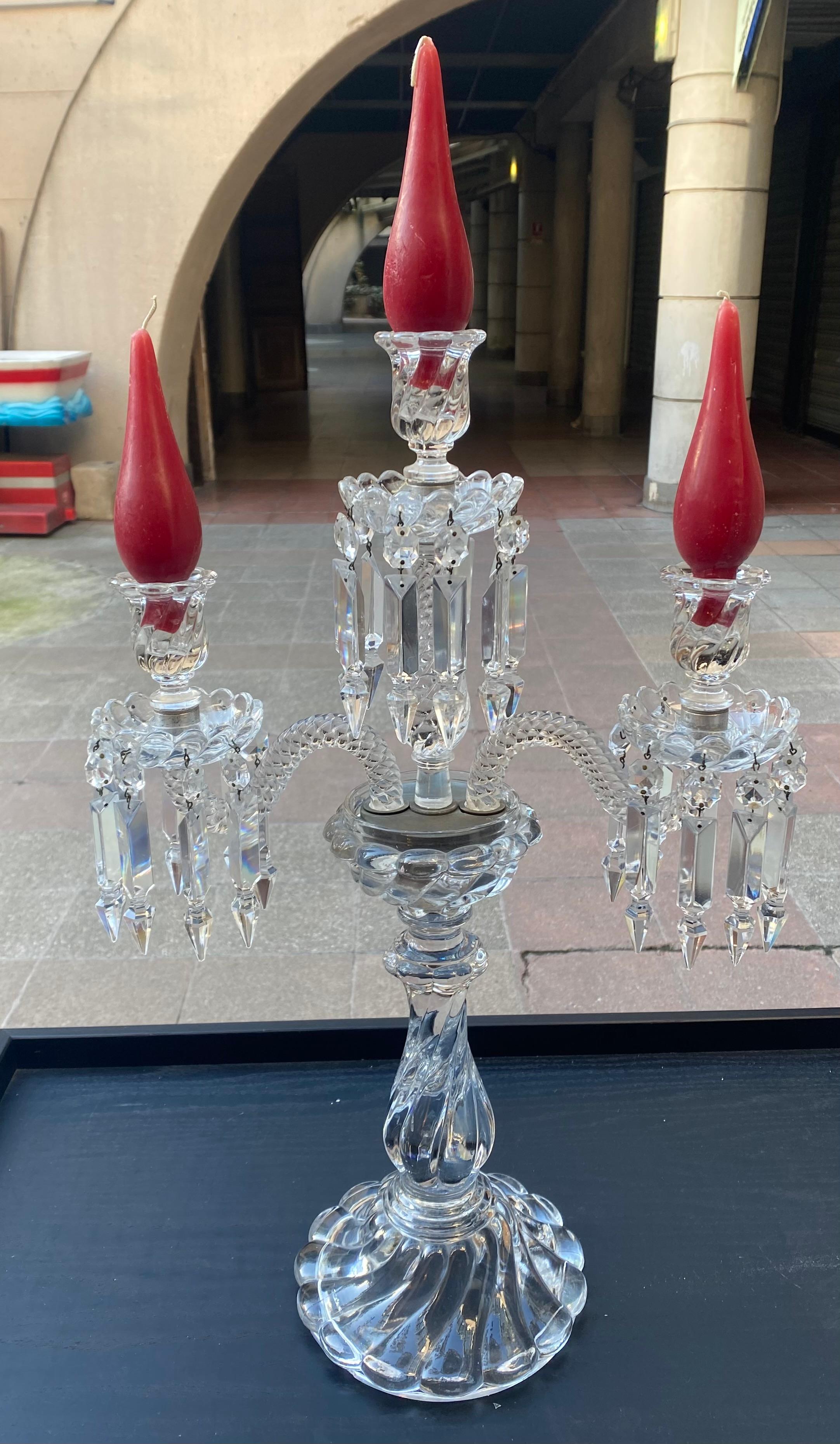 Glass Baccarat Crystal Candlestick For Sale